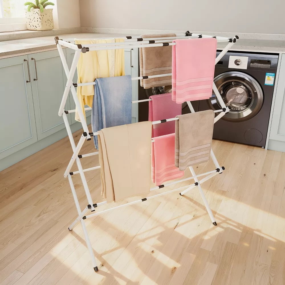 Fenbeli Portable Clothes Drying Rack Folding Drying Rack for Indoor Outdoor Laundry Space Saving Design White