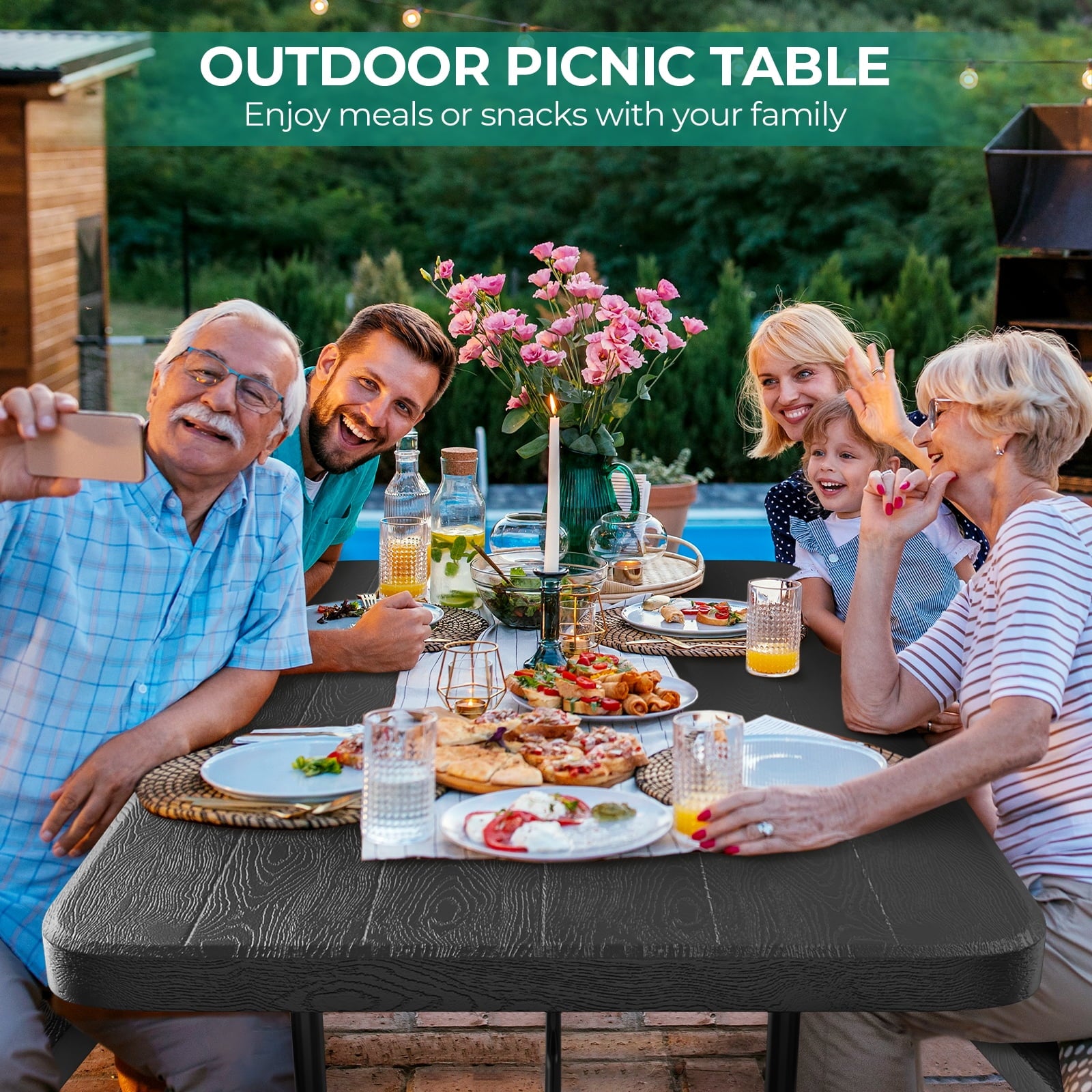 Fenbeli Picnic Table Bench Set, 4.5-Foot