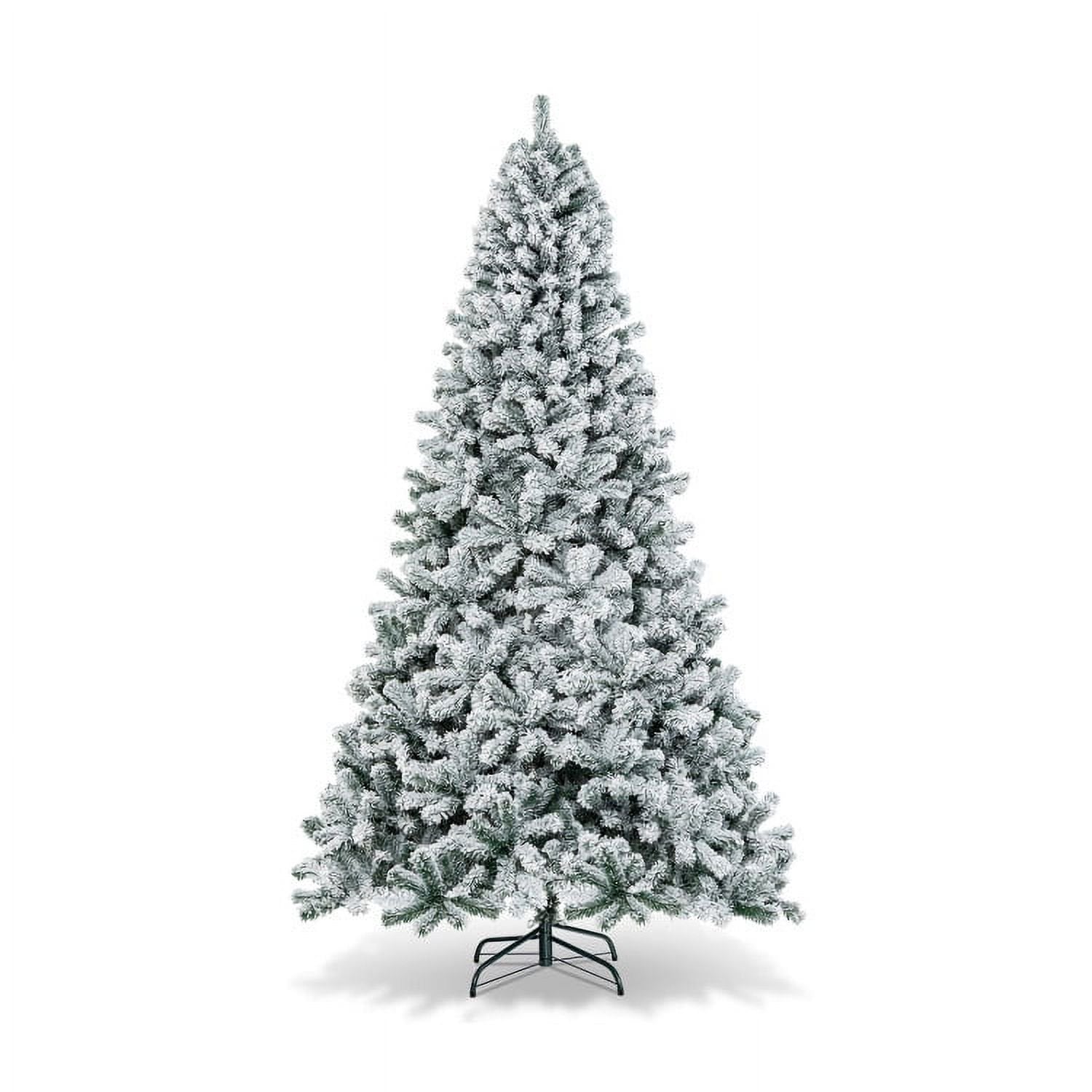 Fenbeli 7.5 ft Pre-Lit Flocked Frisco Pine Artificial Christmas Tree, 350 LED, Green