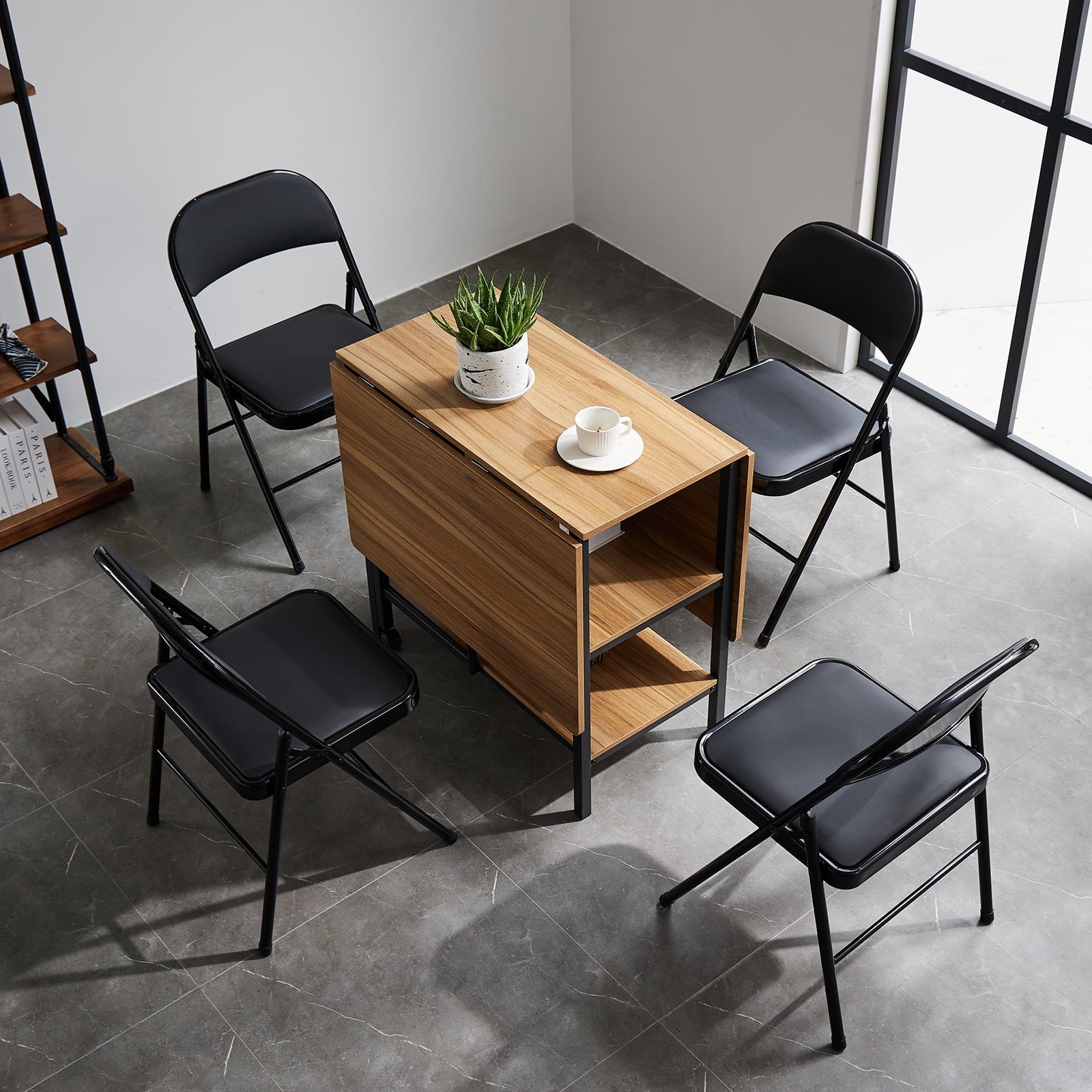 Furnibear 6 Pack Folding Chairs, Leather Padded Cushion Chairs with Comfortable Cushion and Stainless Steel Frame for Home and Office, for Indoor Events,Black