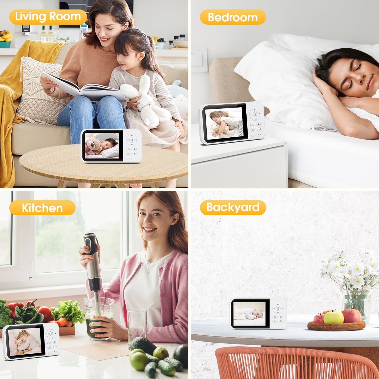 Fenbeli Baby Monitor with Camera and Audio, 3.2'' HD Screen Baby Camera for Baby/Elderly, ECO/VOX Mode, Night Vision