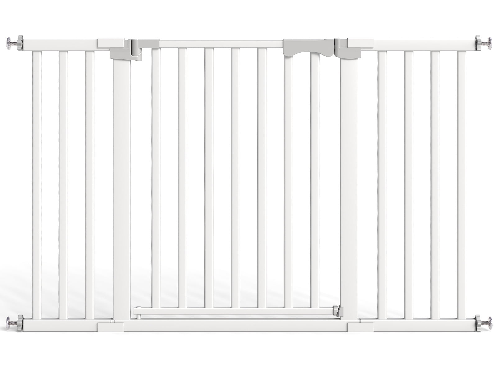 Fenbeli 30in-50in Baby Gates for Doorway, Auto Close Pet Gate, Gifts for Mom, Easy Install Pressure Mounted Dog Door, White