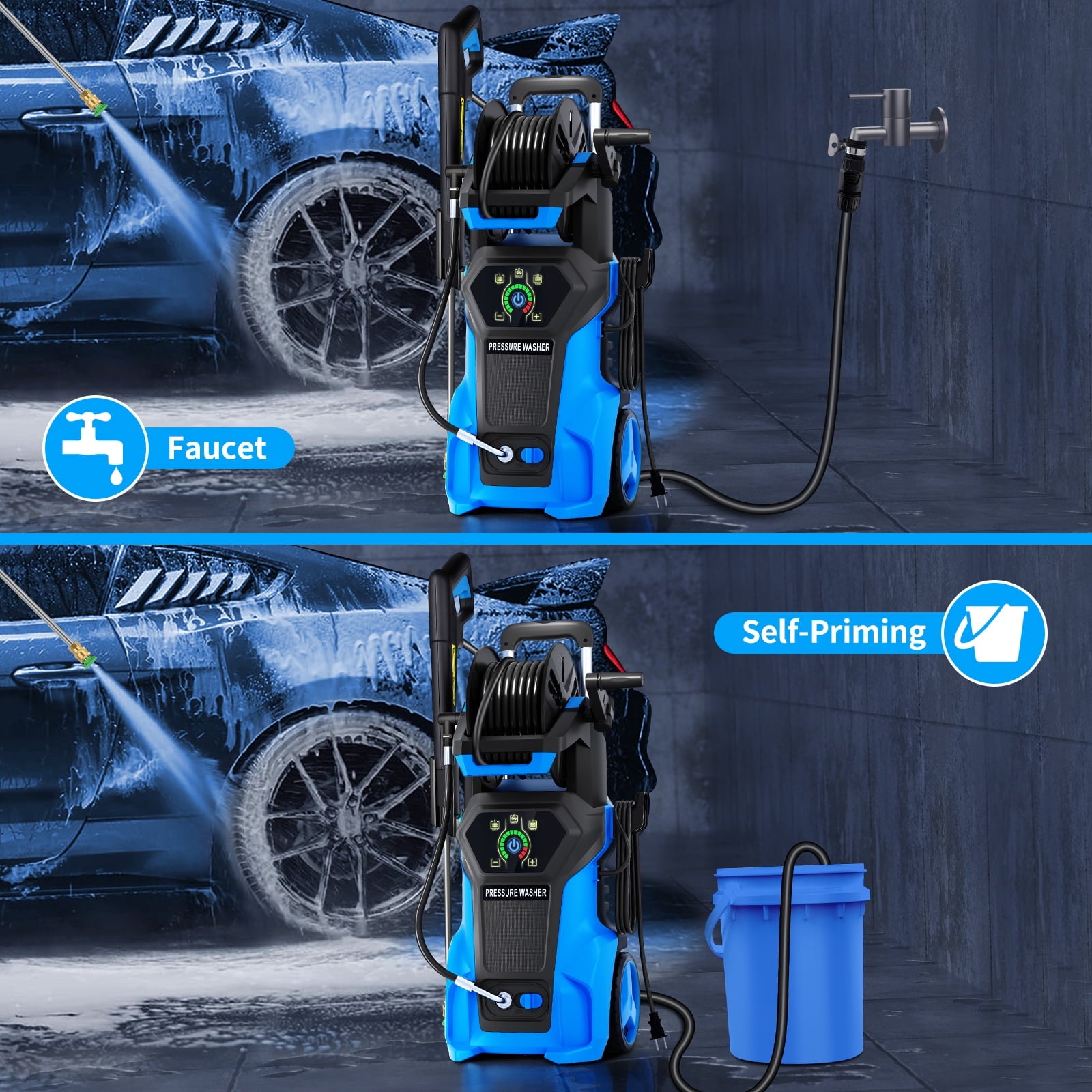Fenbeli 5000 PSI Electric Pressure Washer 3.2 GPM Power Washers Electric Powered with 5 Quick Connect Nozzles