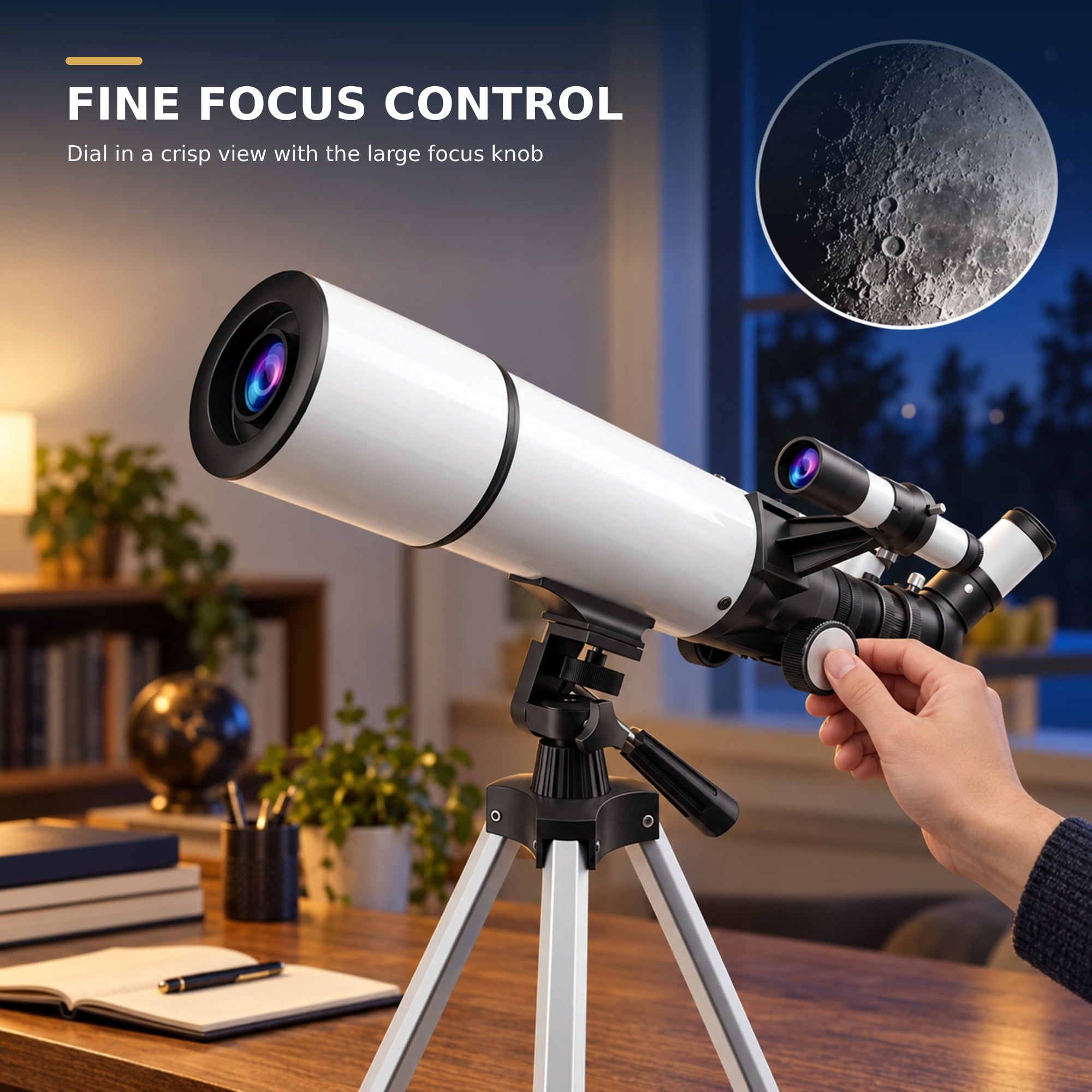 Fenbeli Telescope for Adults and Kids, 80mm Aperture 500mm Refractor Telescope for Beginners, High Powered 20x to 50x Astronomy Optics, AZ Mount Tripod, Portable for Moon, Stargazing, Birding, White