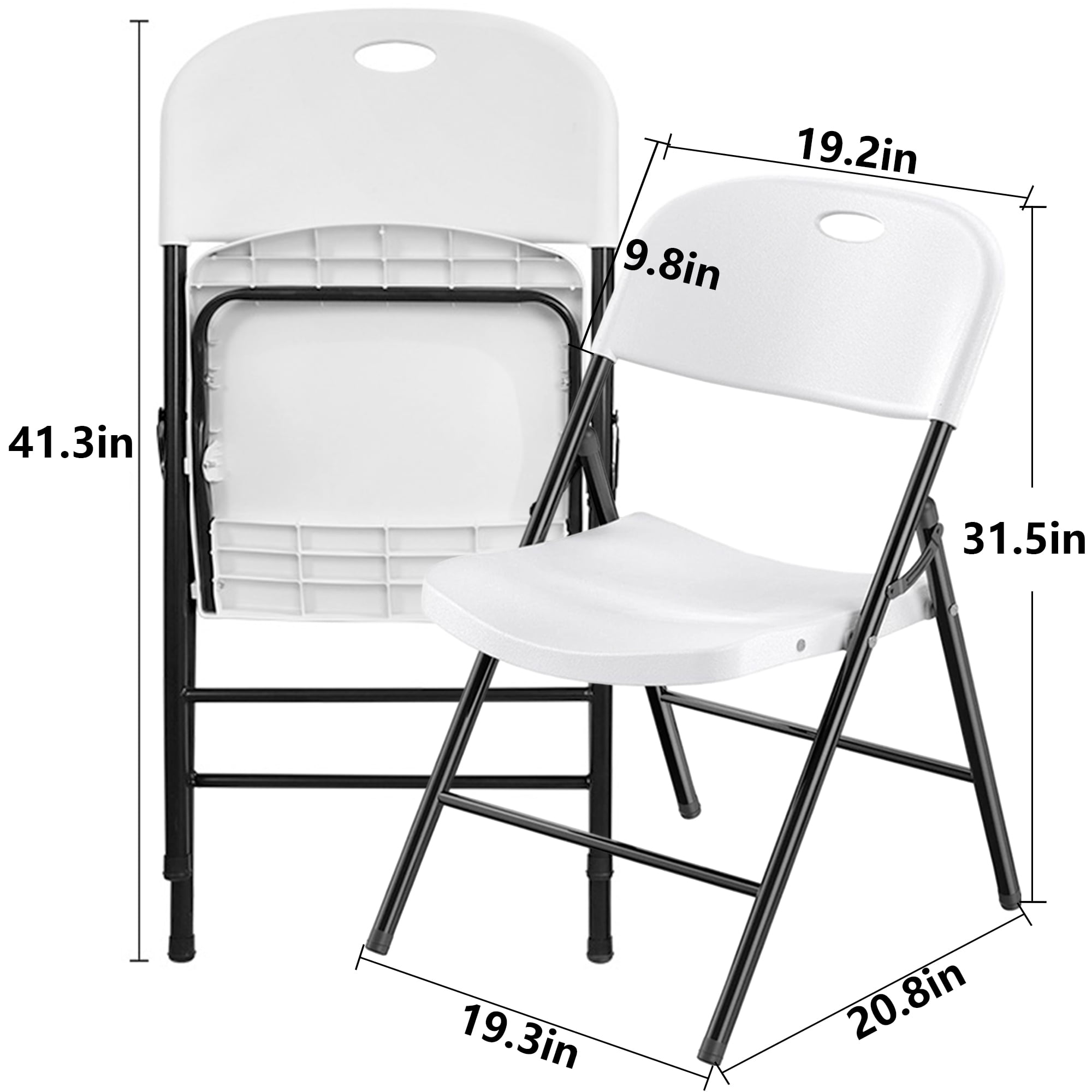 Fenbeli Folding Plastic Chair, 6-Pack, White