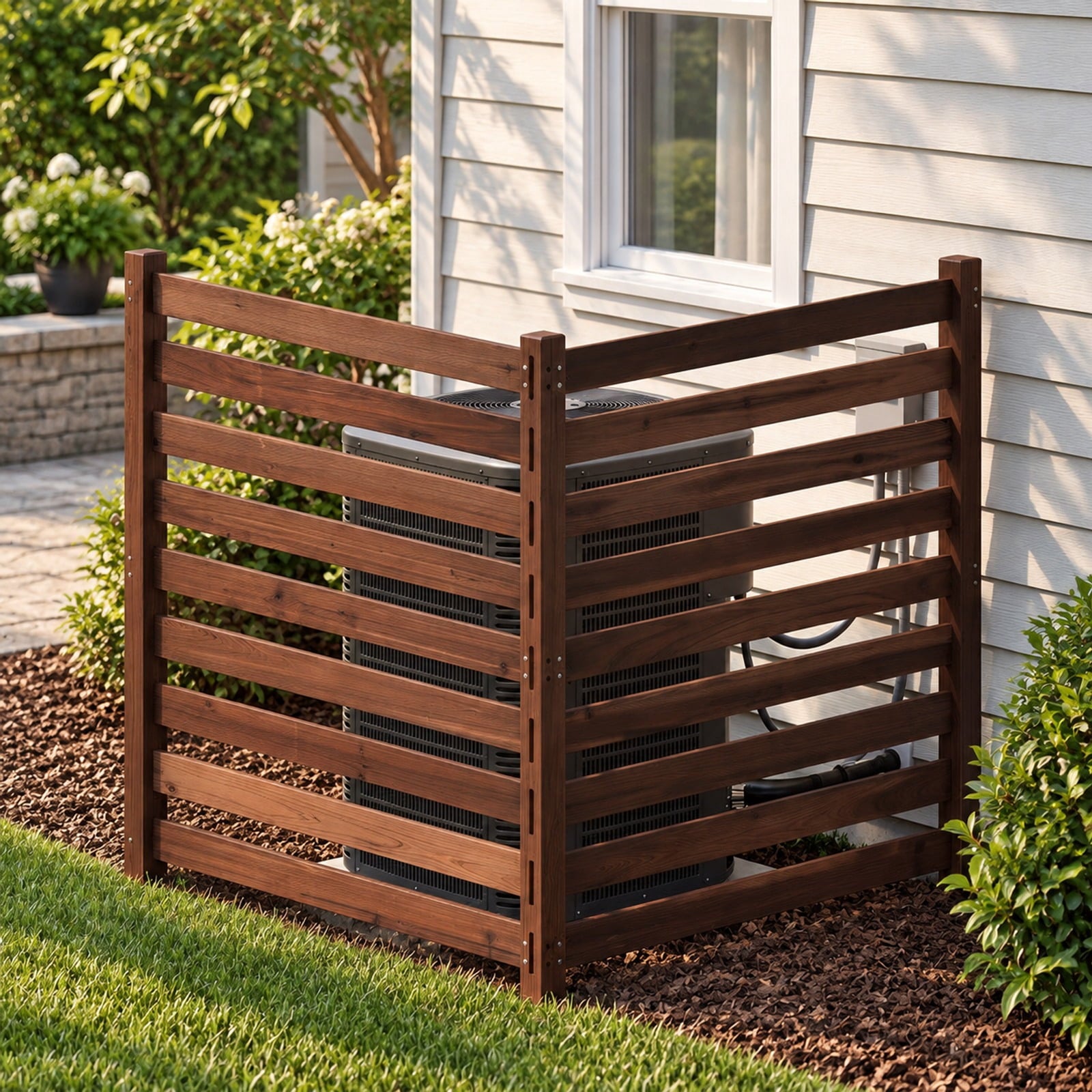 Fenbeli 2-Panel Wooden Outdoor Privacy Fence with Ground Stakes, Fir Wood Frame, Brown, Product Dimensions of Each Screen 38.5