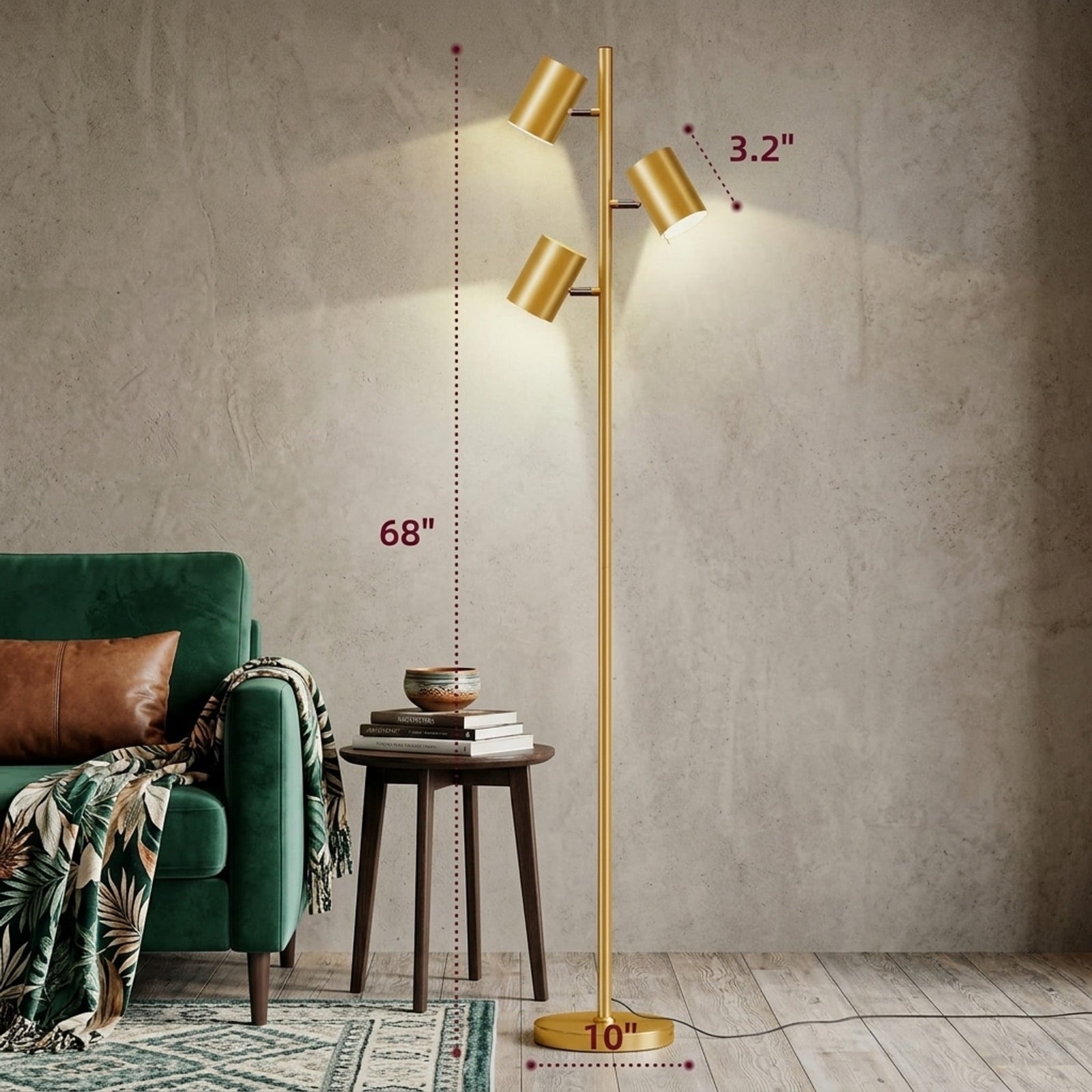 Fenbeli 3-Head Flower Floor Lamp, 68.5-Inch Tall Standing Lamp with Floral Multi-Light Design for Home Interior Lighting