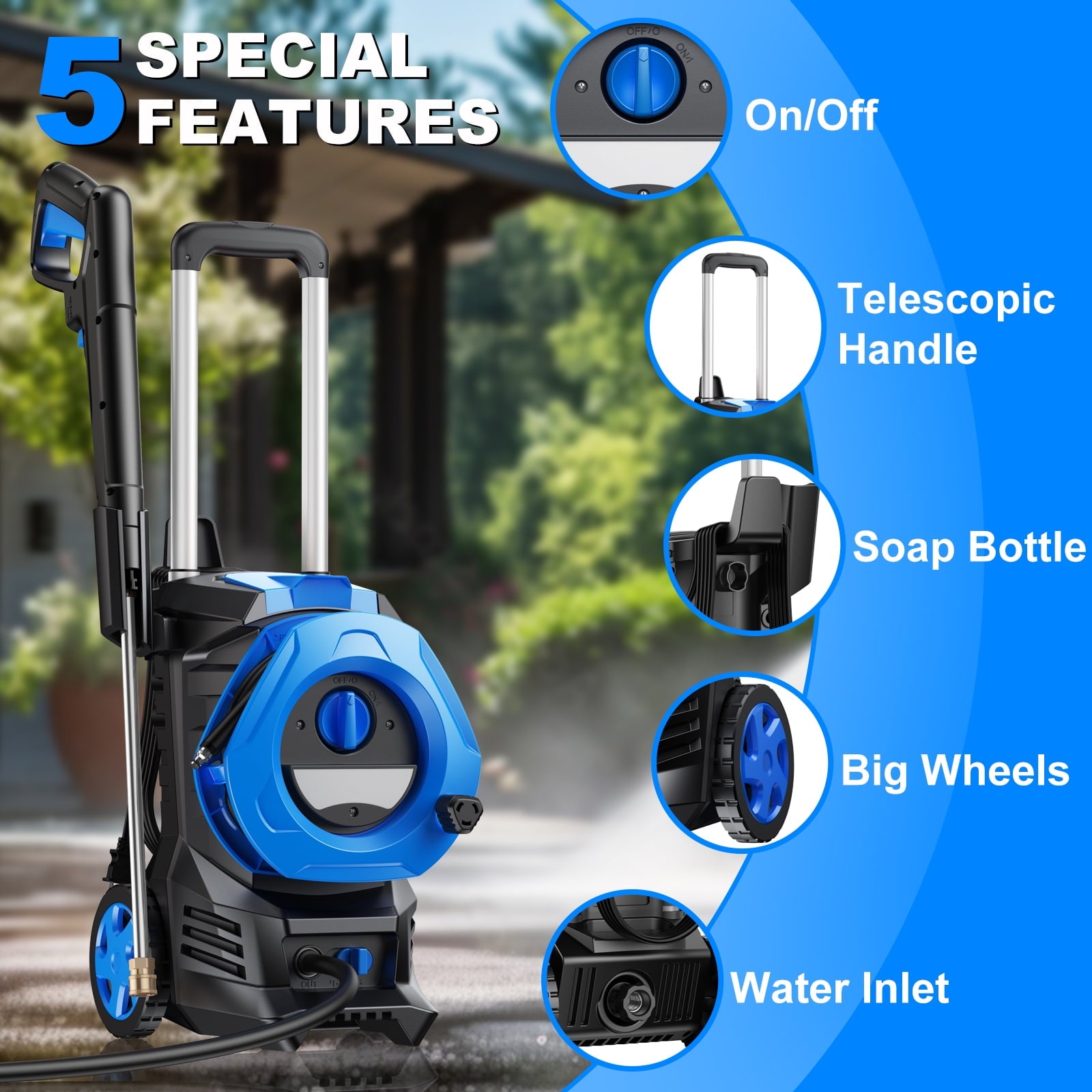 Fenbeli 4800 PSI Max Electric Pressure Washer 110V 2.4 GPM Max