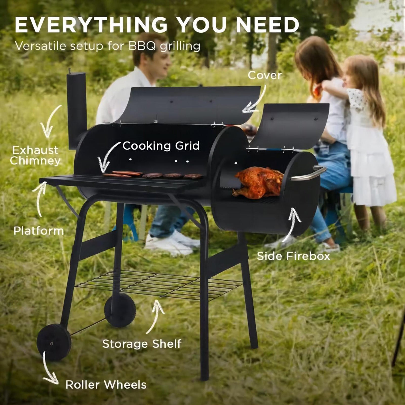 Fenbeli Portable BBQ Charcoal Grill with Cover, Black