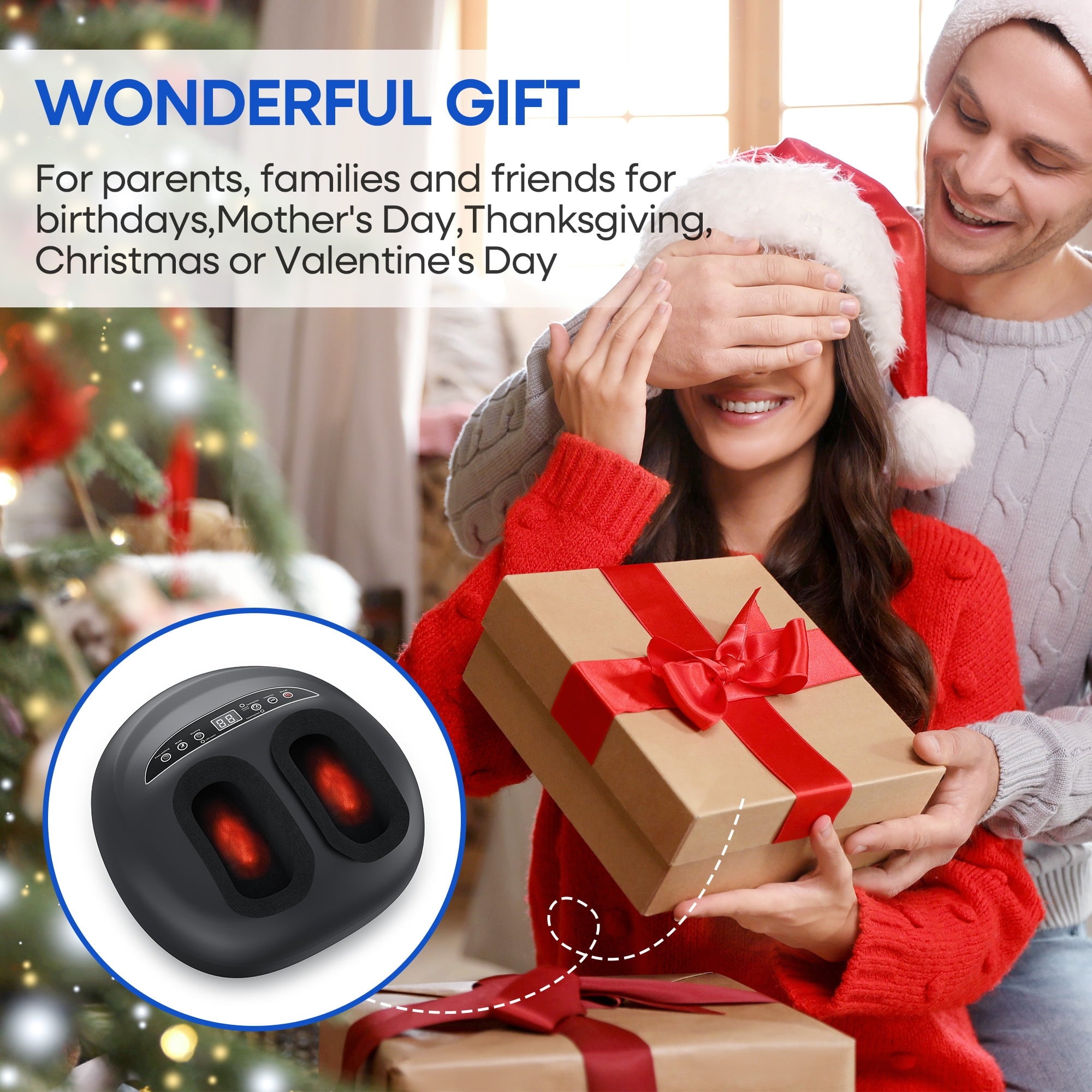 Fenbeli Shiatsu Foot Massager Machine with Heat, Rolling, Deep Kneading, Shiatsu Foot Massager,Birthday Christmas Gifts for Mom Dad Women Men