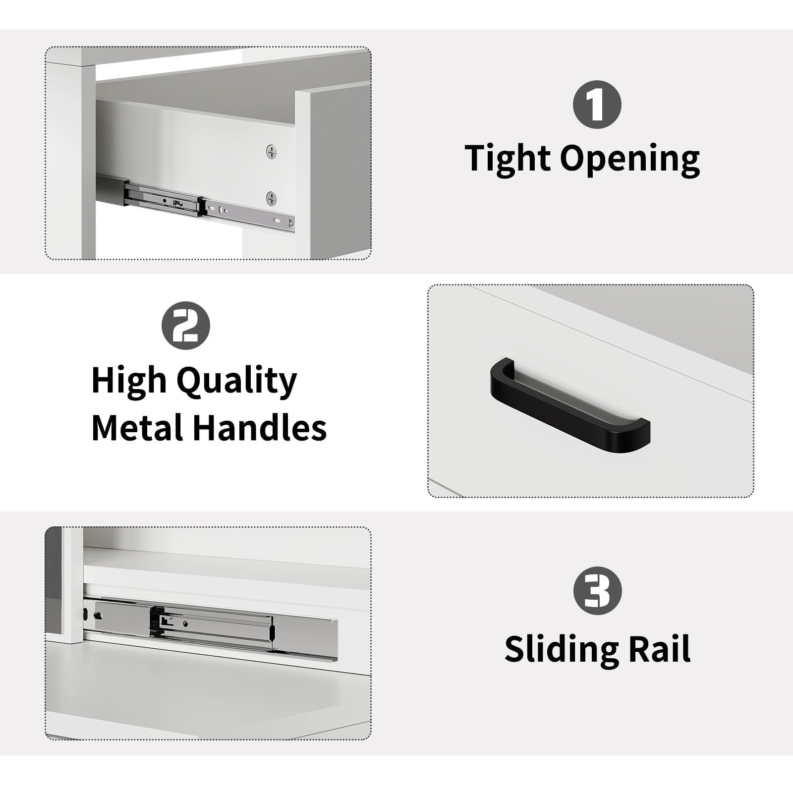 Fenbeli Adjustable Mirror Vanity Set Makeup Vanity with 4 Drawers Vanity Desk for Girls Women White