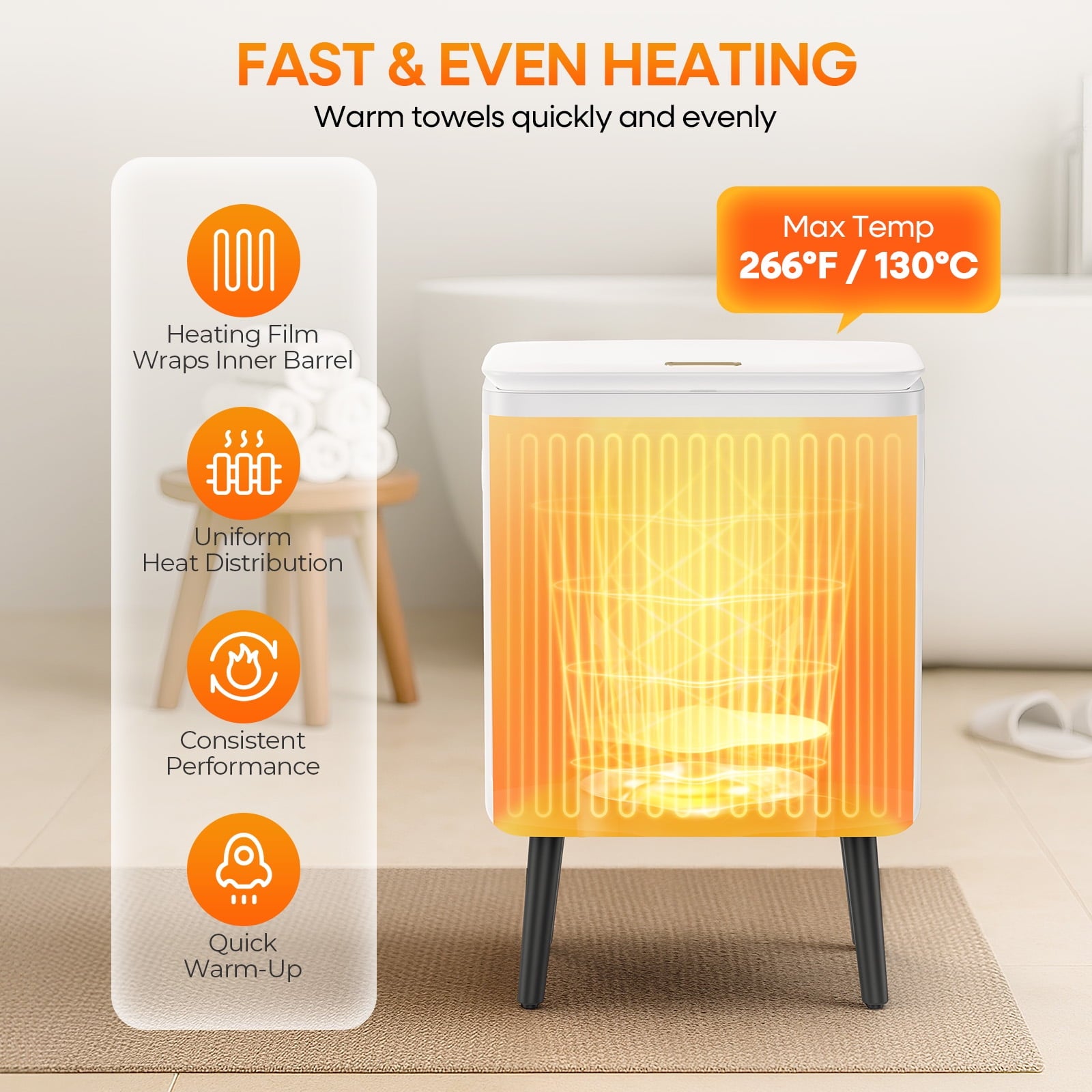 Fenbeli 22L 3D Flame Towel Warmer, Fast Heating Electric Towel Heater with Timer for Bathroom Spa