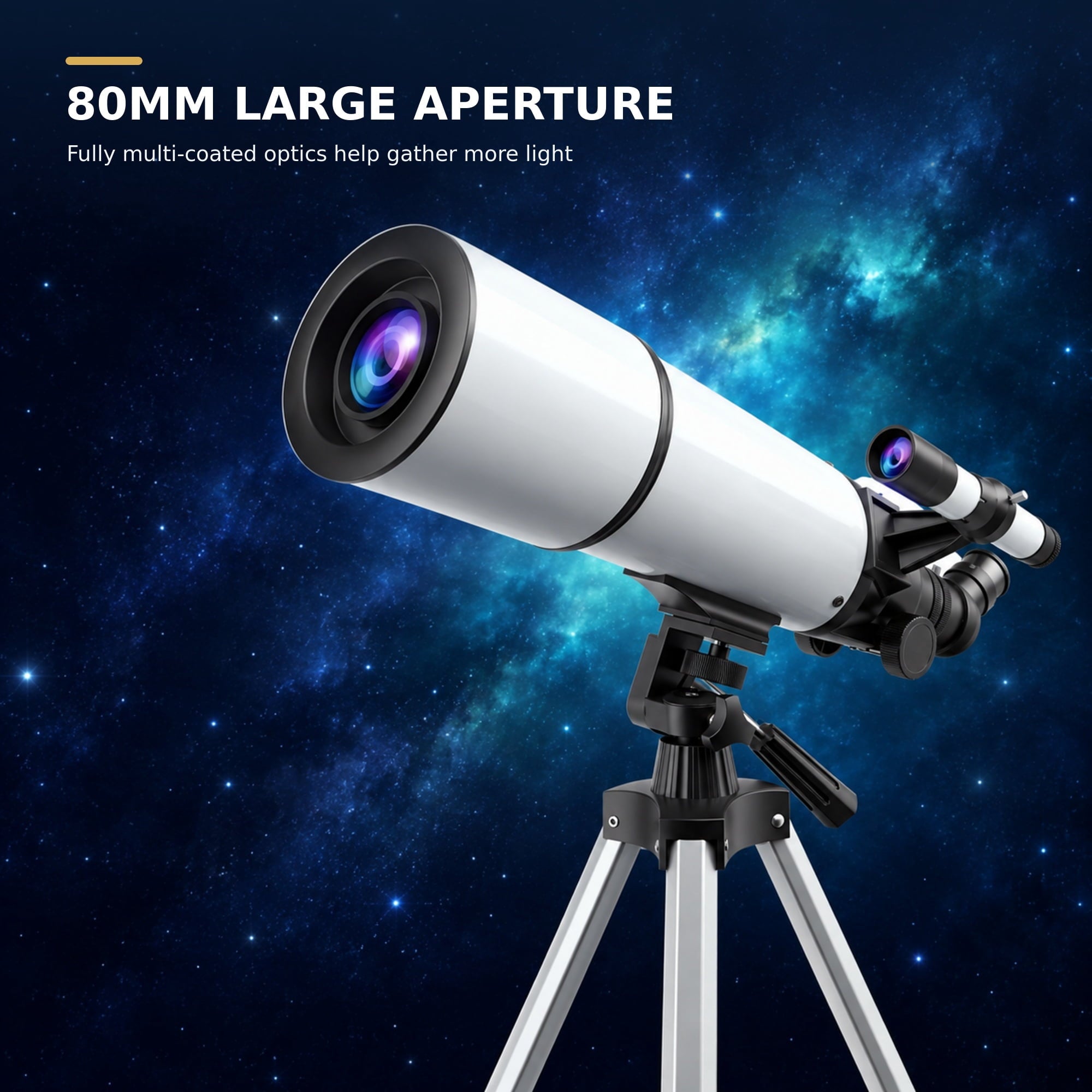 Fenbeli Telescope for Adults and Kids, 80mm Aperture 500mm Refractor Telescope for Beginners, High Powered 20x to 50x Astronomy Optics, AZ Mount Tripod, Portable for Moon, Stargazing, Birding, White