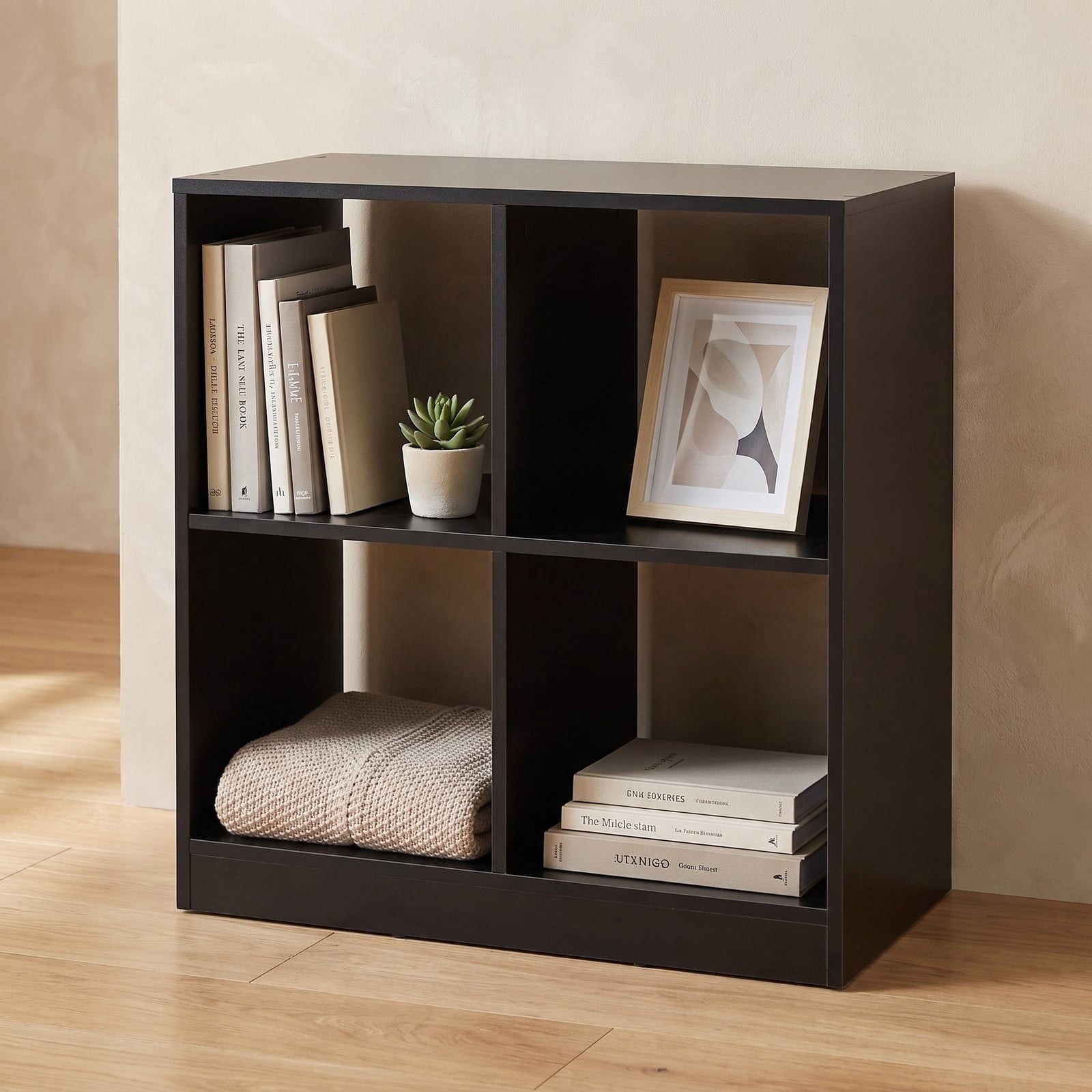 Fenbeli 4-Cube Kids Bookcase with Open Shelves, layer 60 lbs Capacity, Engineered wood Frame, 29 x 13 x 29 Footprint, Black