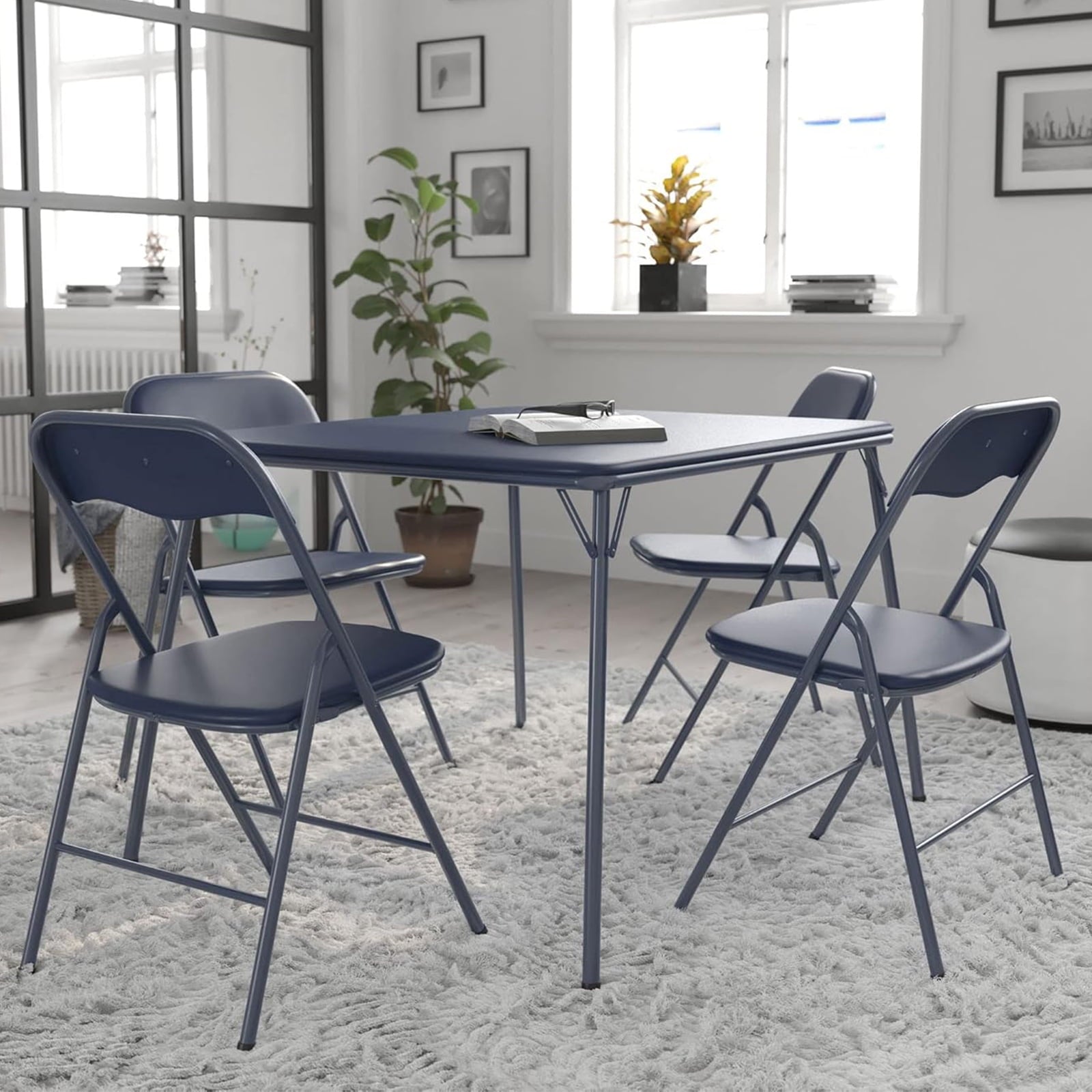 Fenbeli 34inch Portable Folding Table for Living Room, Office, Camping, Black