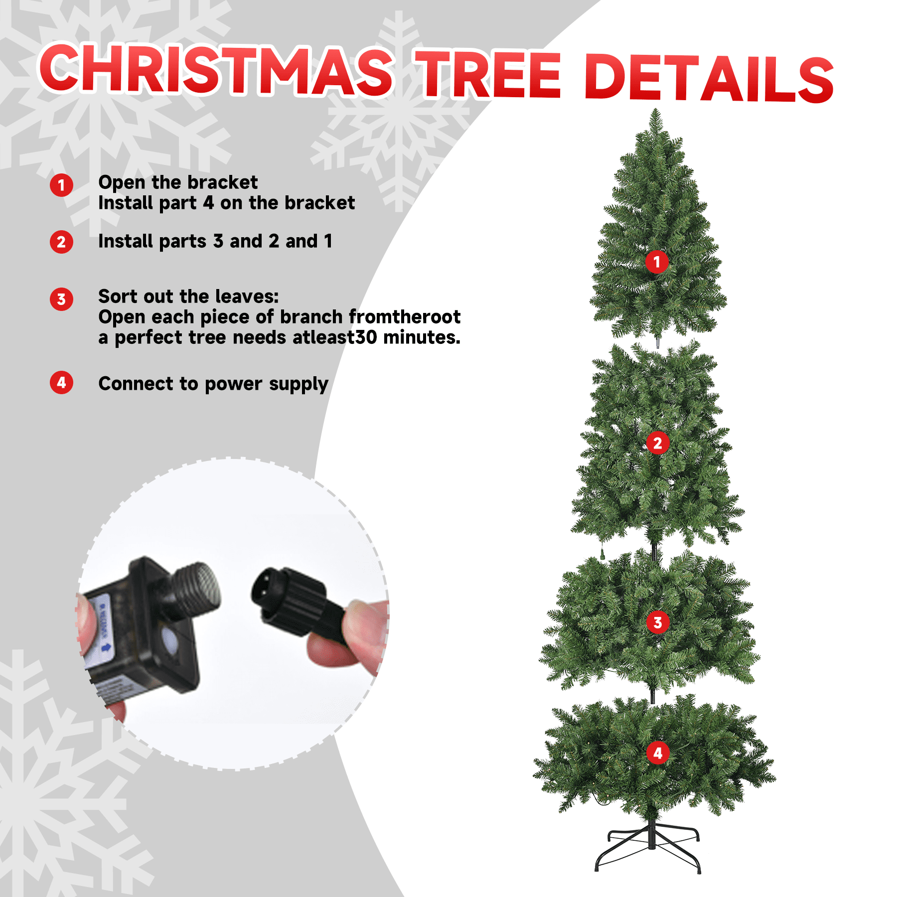 Fenbeli 7.5ft Pencil Prelit Christmas Tree with 350 Multicolor LED Lights Artificial Skinny Christmas Tree for Small Spaces