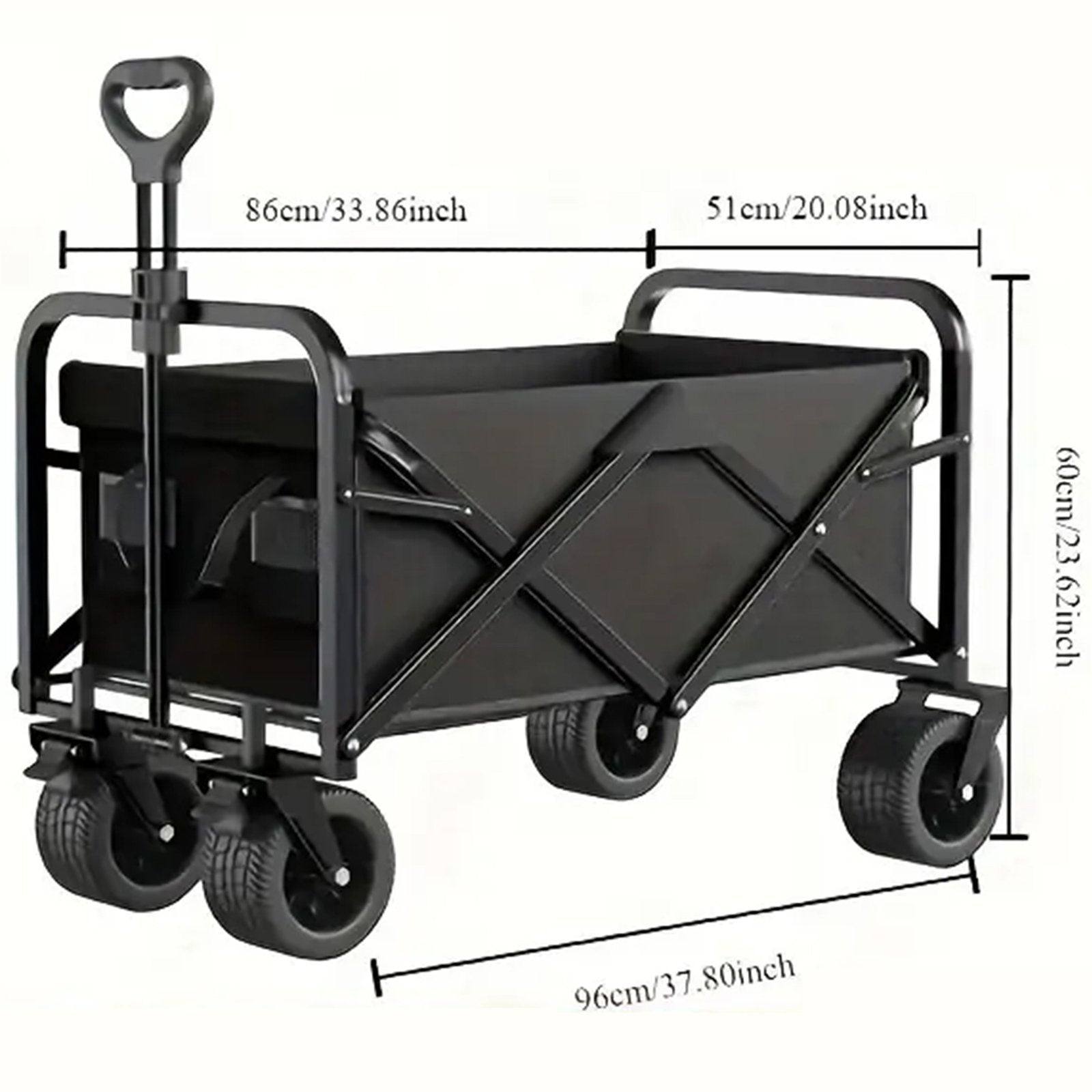 Fenbeli Large Collapsible Folding Wagon with Oversized Tank Wheels for Sports, Shopping, Camping Kids, Black