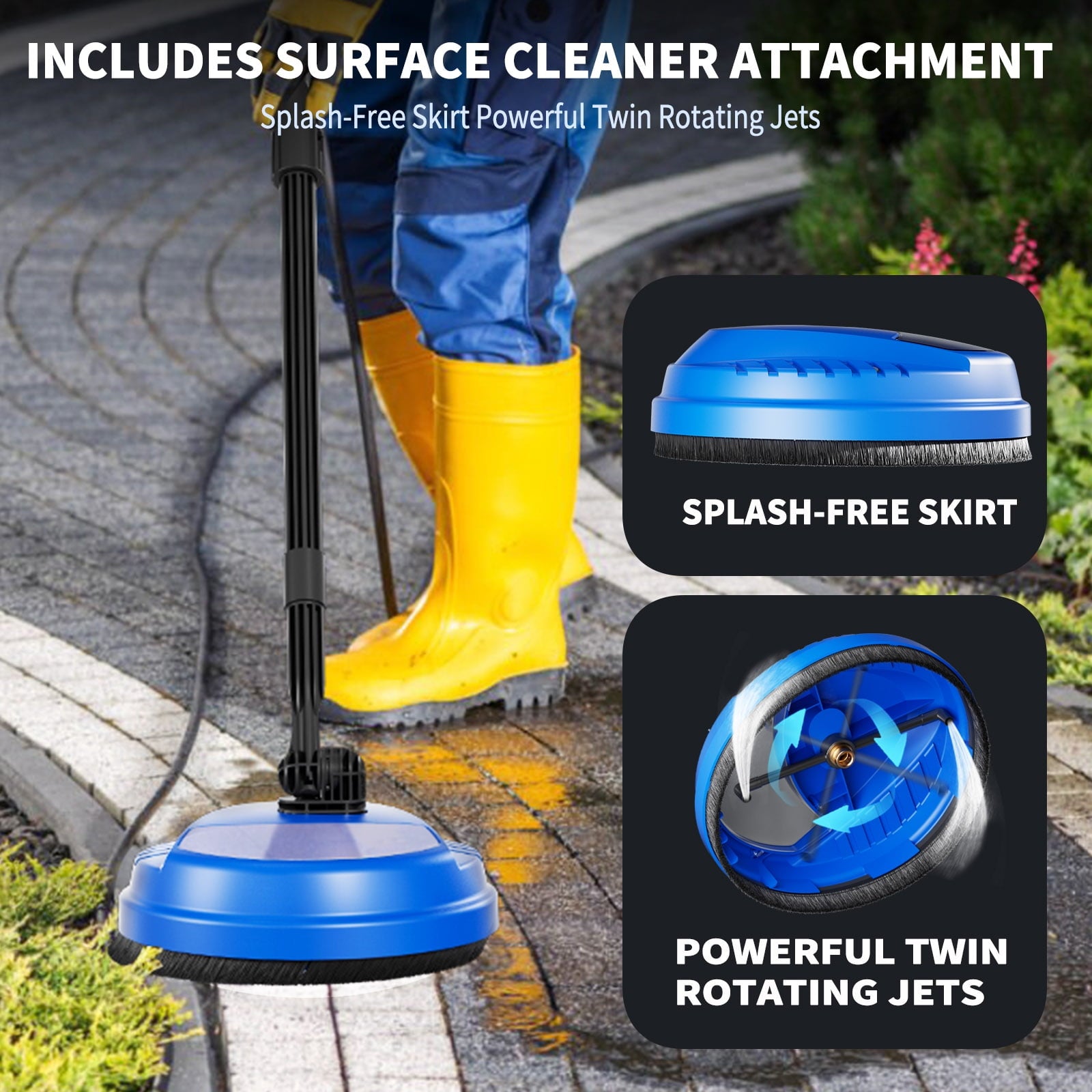 Fenbeli 3800 PSI Electric Pressure Washer - Lightweight with Wheels, Easy to Assemble, 2.0GPM, Includes 5 Nozzles for Cars, Fences, Driveways,Blue