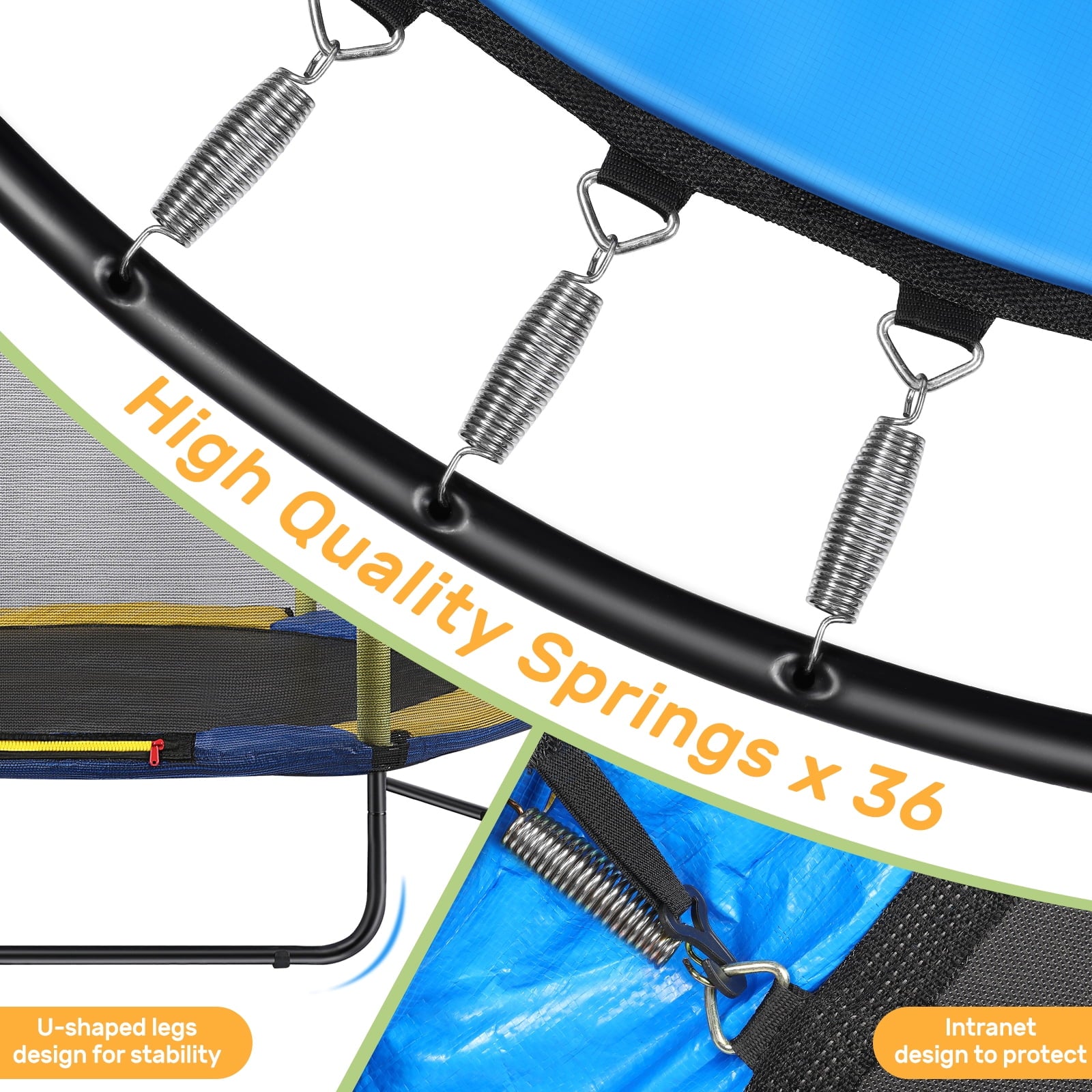 Fenbeli 60in Kids Trampoline with Safety Net, Basketball Hoop Dartboard, Indoor Outdoor Toddler Trampoline for Ages 1-8