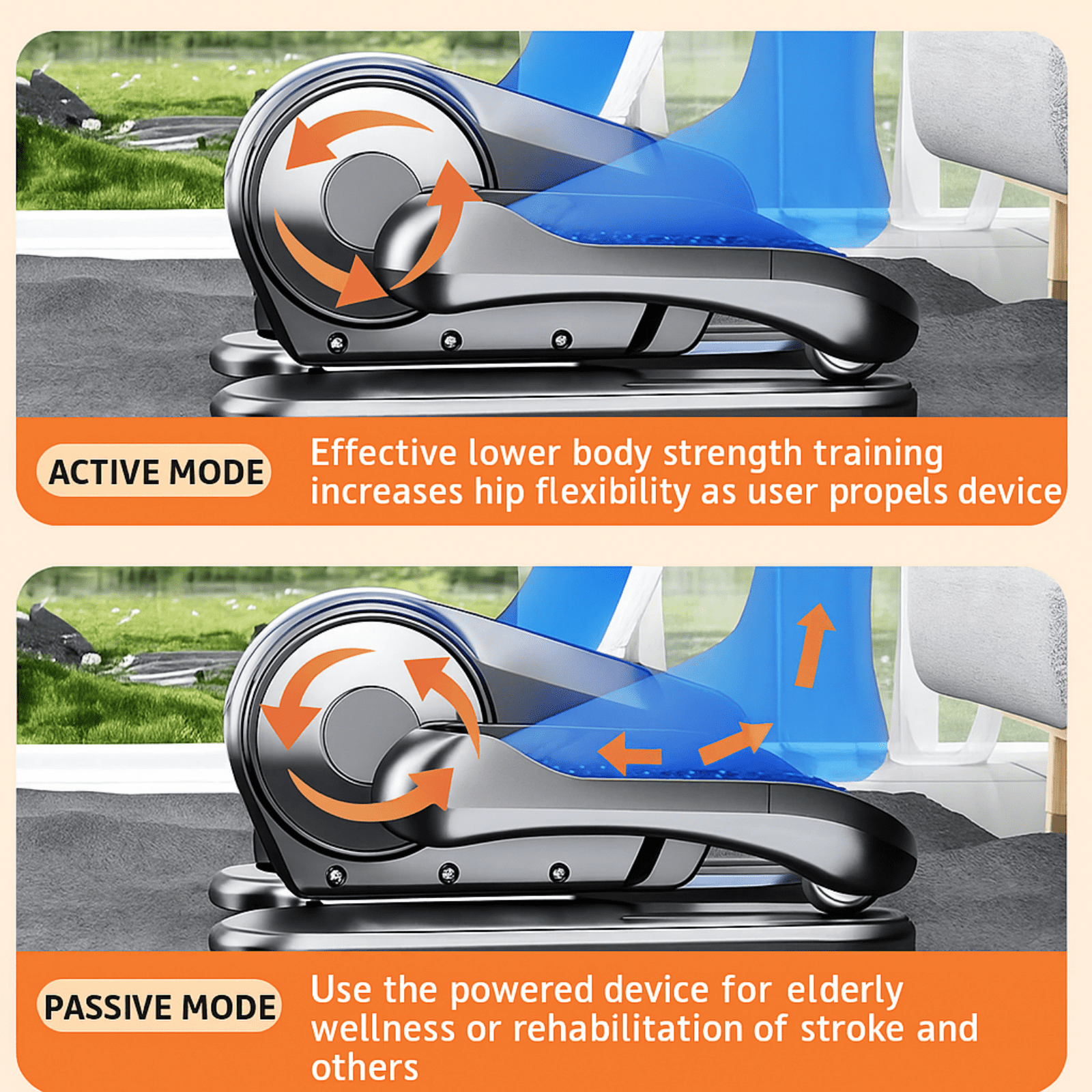 Fenbeli Under Desk Elliptical Machine Electric Ellipse Leg Exerciser for Seniors, 2-in-1 Pedal Exerciser with Remote