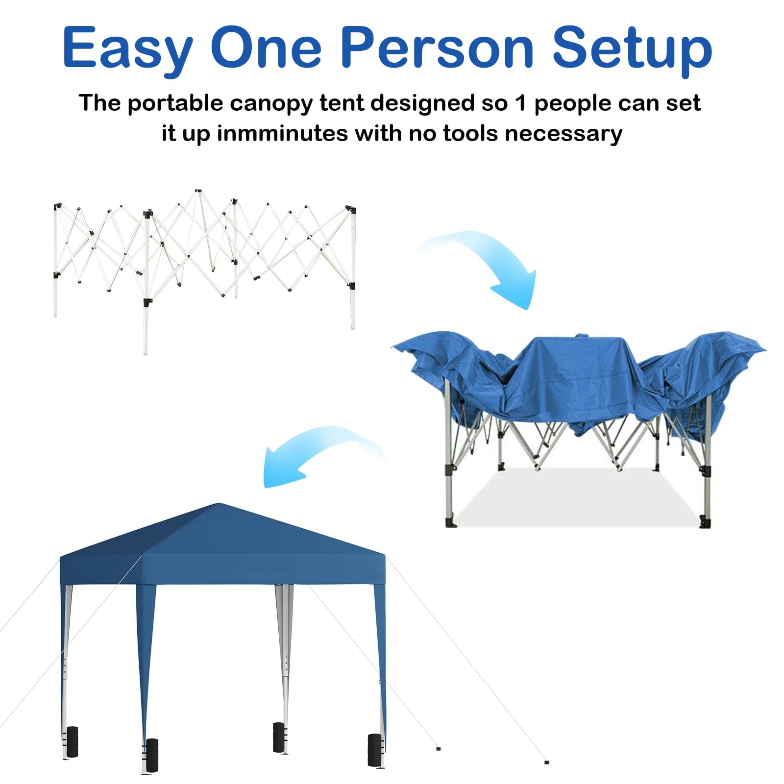Fenbeli 10 10ft Pop Up Canopy Tent Portable Beach Canopy with Carry Bag for Backyard Party Blue