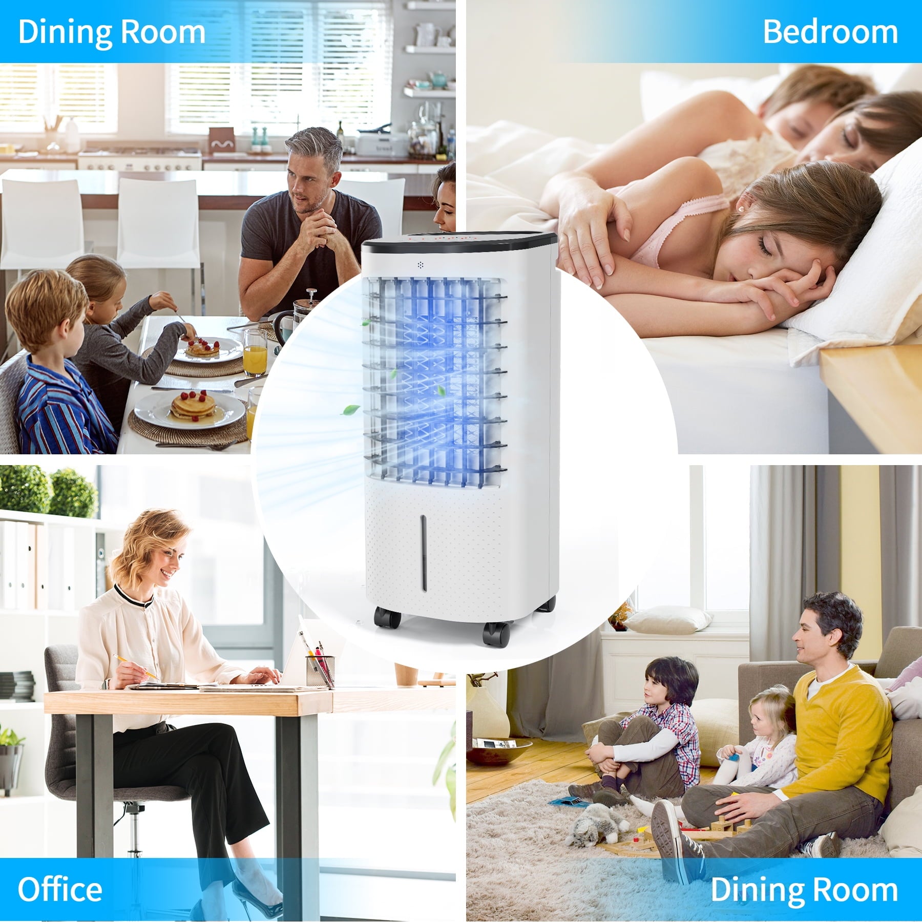 206 Evaporative Portable Air Cooler Fan and Humidifier, White