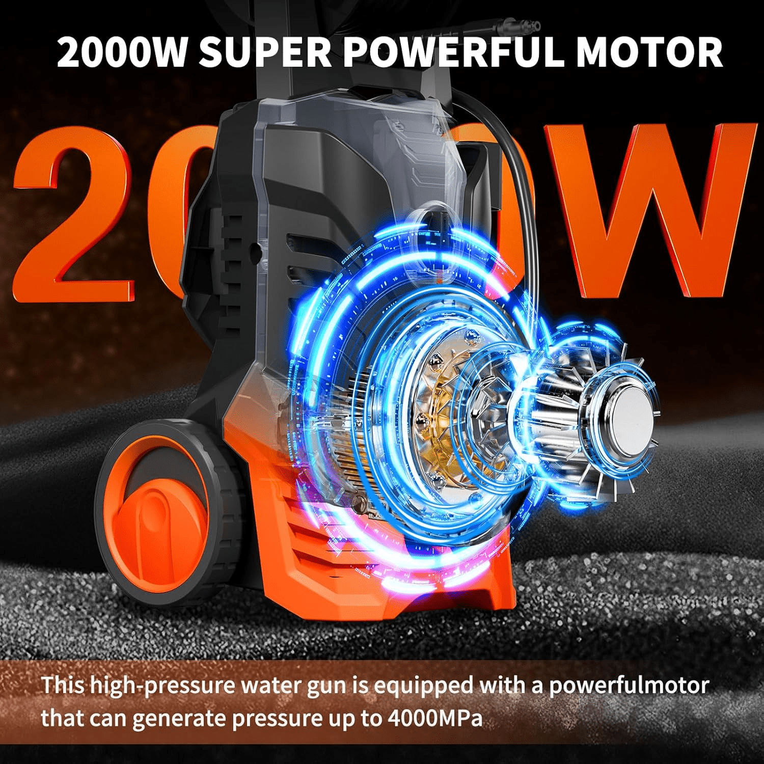 Vebreda 3800 PSI Electric Pressure Washer Lightweight Power Pressure Washer, Great for Cars Washing Fences Patios Driveways