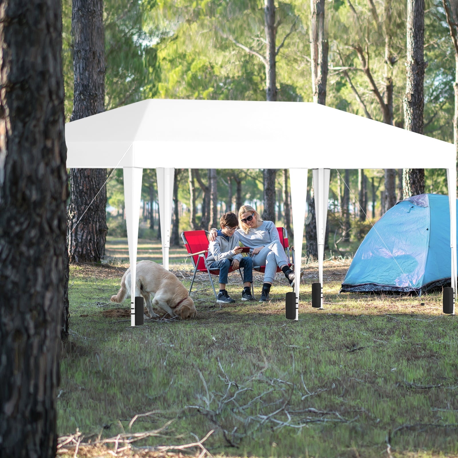 Instant Outdoor Canopy Tent 10x20 pop up Canopy Tent with Sand Weight Bag, White