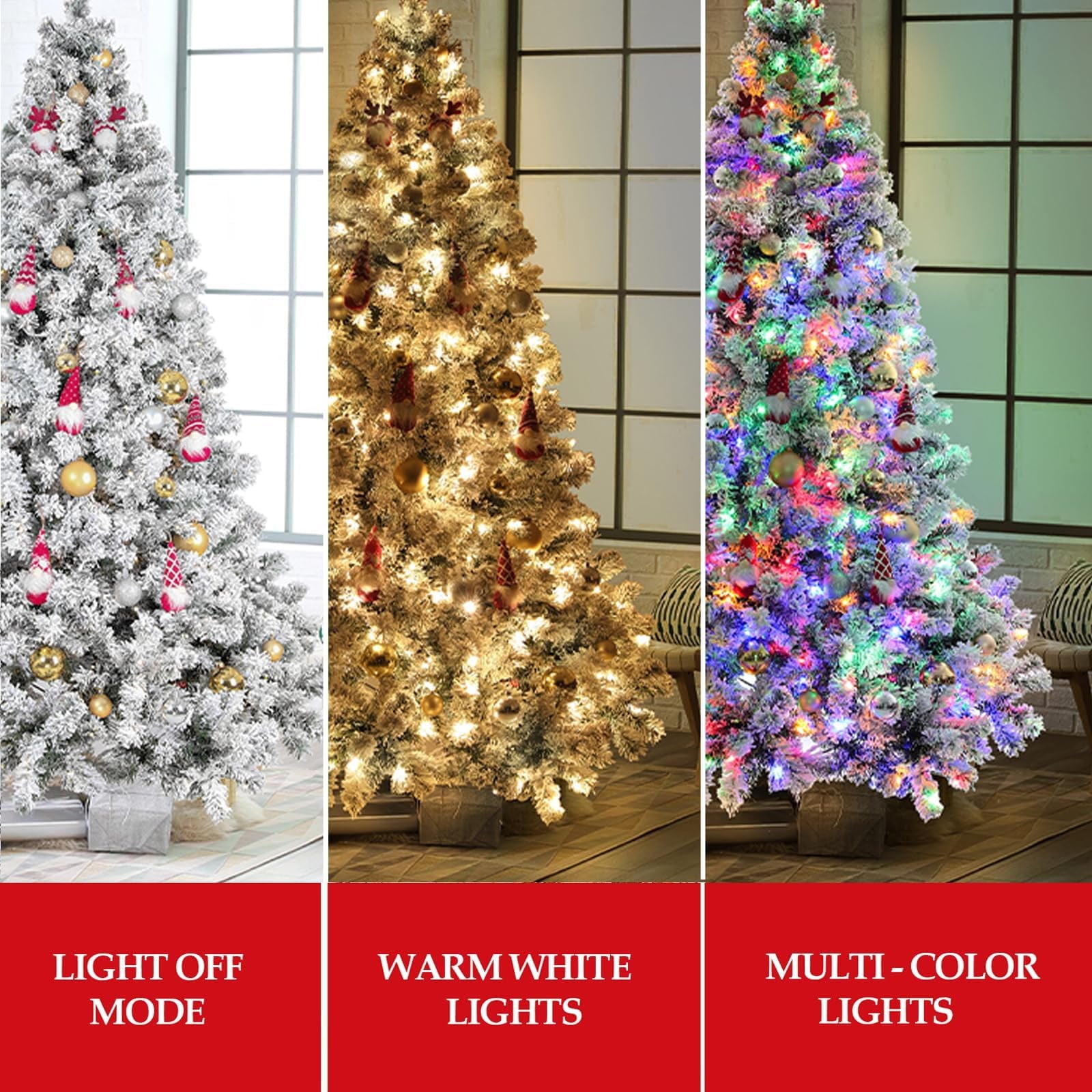 Fenbeli 6ft Pre-Lit Artificial Christmas Tree with 250 Multicolored LED Lights