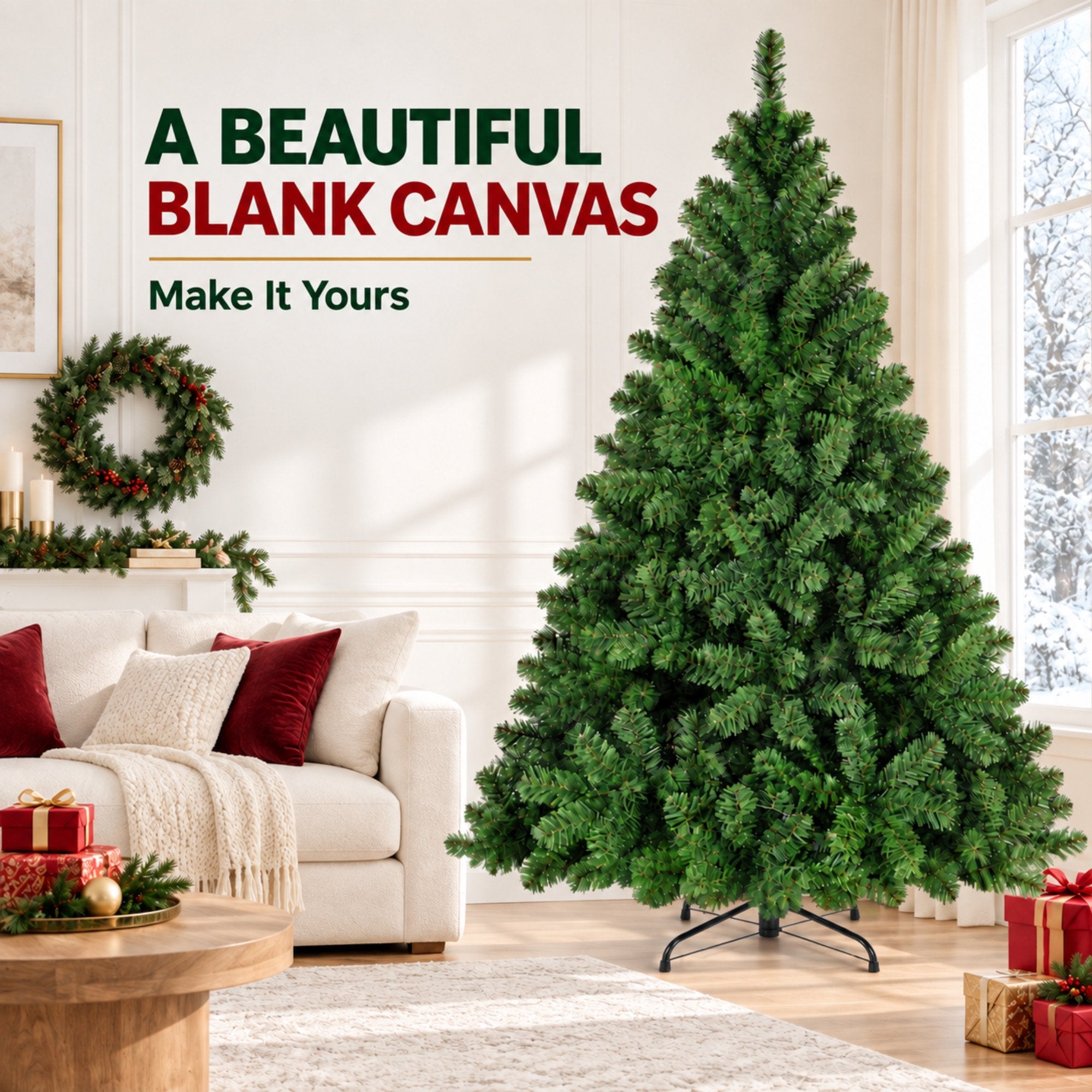 Fenbeli 6ft Artificial Christmas Tree with 1000 Branch Tips Full Green Xmas Tree for Home and Holiday Decor