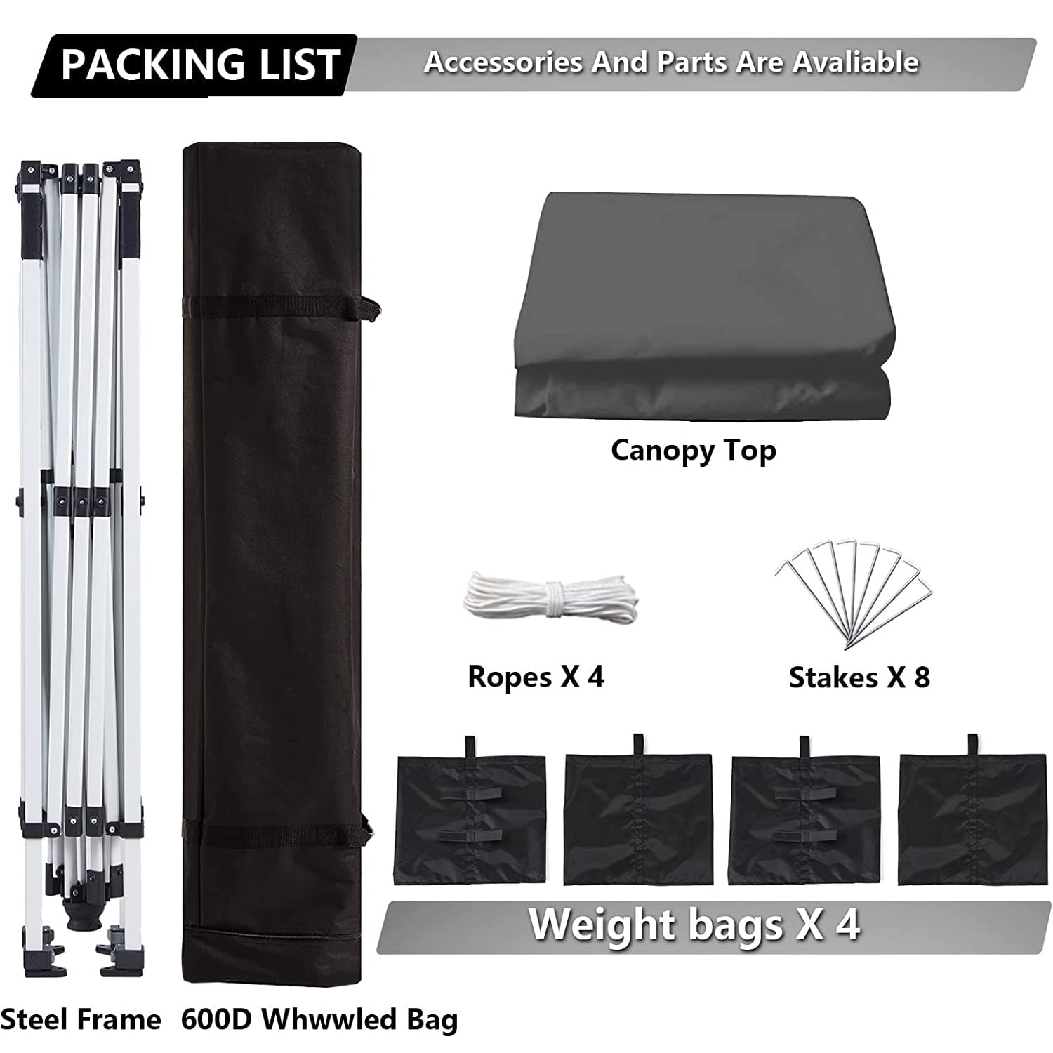 Fenbeli 10x10ft Pop Up Canopy Outdoor Durable Portable Folding Instant with 4 Sandbag & Carrying Bag/Adjustable Height Black