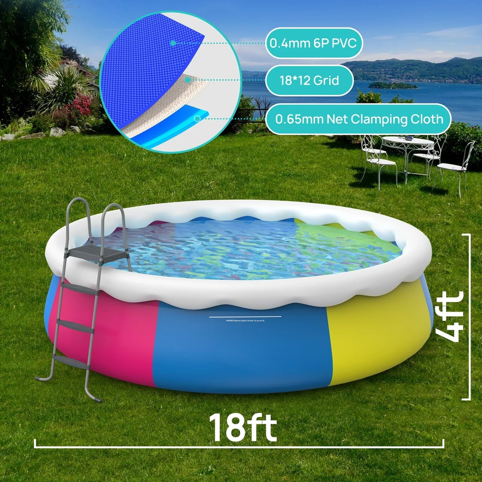Fenbeli 18ft x 48in Round Inflatable Top Ring Swimming Pool, Multicolo –  FENBELI, image size:1600x1600