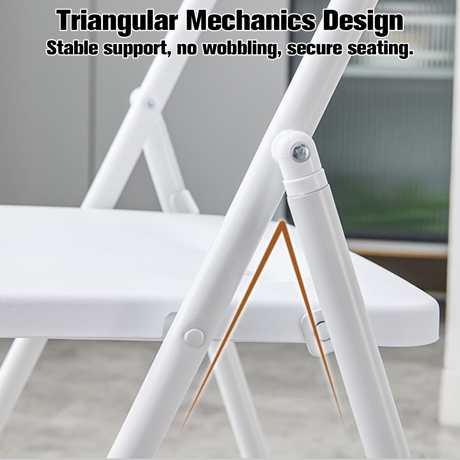 Harigal White Plastic Folding Chairs 6 Pack, Foldable Stacking Chairs for Outdoor & Indoor, Reinforced Metal Frame, 330LBS Capacity