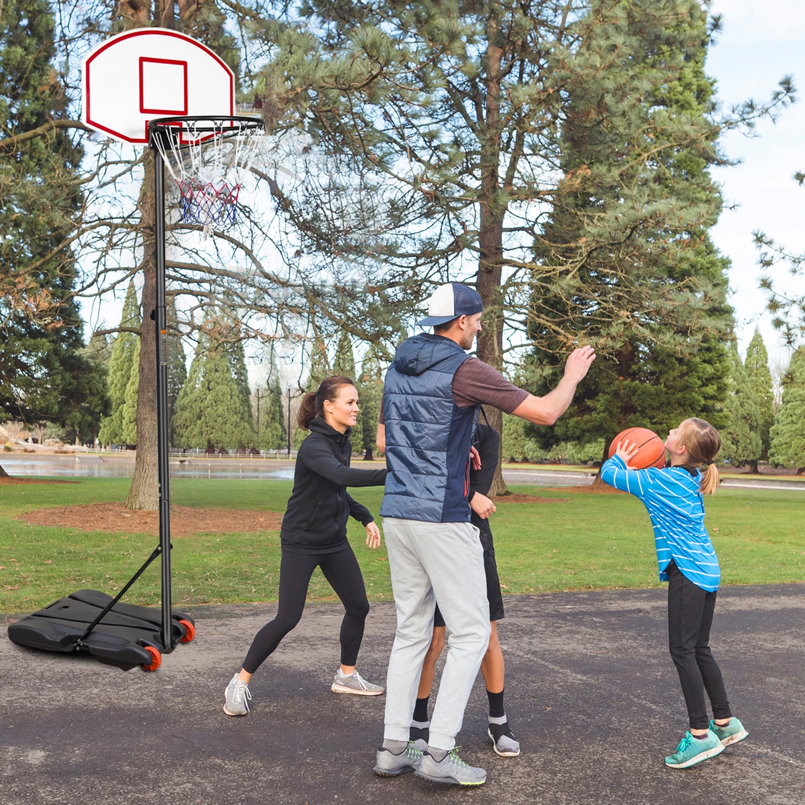 Fenbeli Portable Basketball Hoop & Goal System for Outdoor Indoor Court 5.2 - 7 ft. Easy Height Adjustable with HDPE Plastic Impact