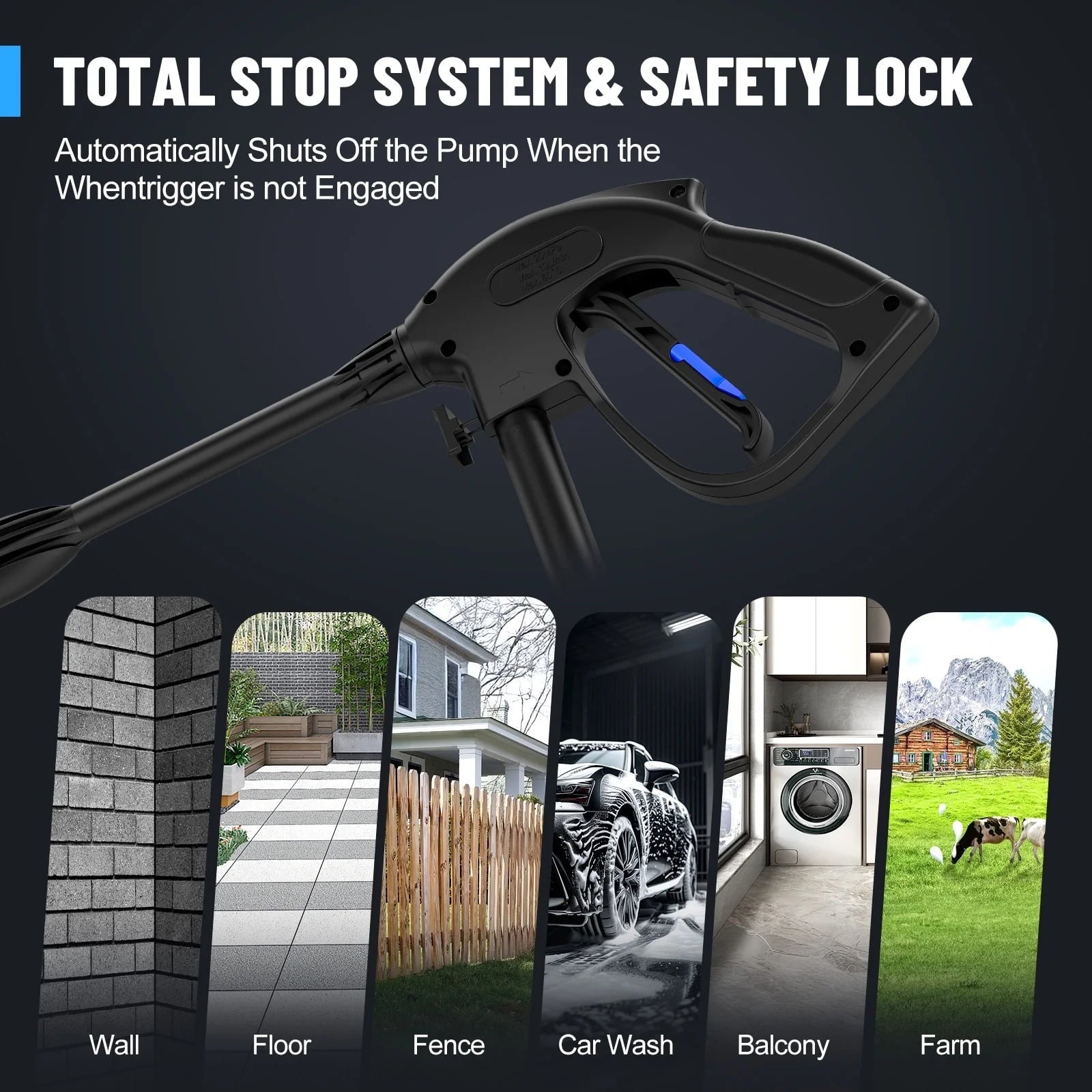 Electric Pressure Washer, 3800PSI 2.6 GPM Power Washer with 5 Quick Connect Nozzles, High Pressure Cleaning Machine with Foam Cannon for Cars, Fences, Patios, Decks, Patios and Driveway(Blue)