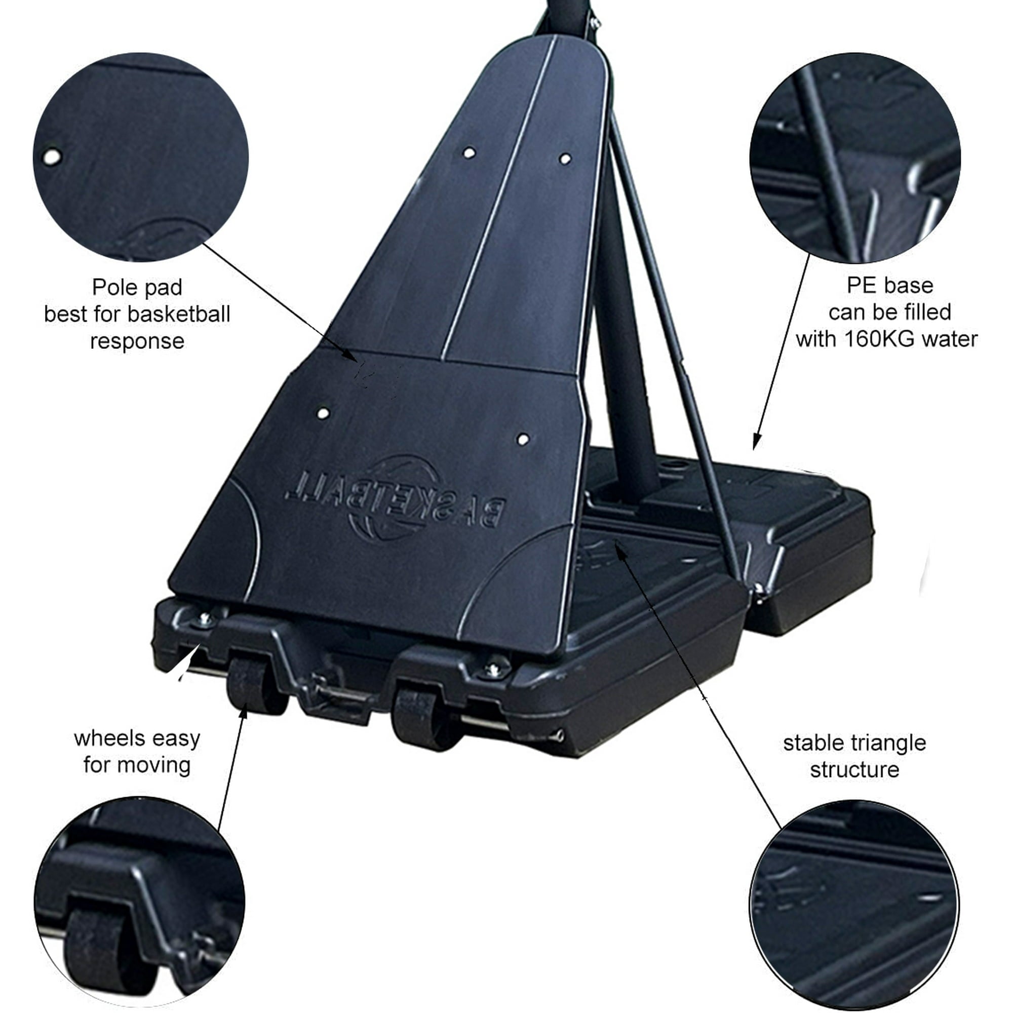 Fenbeli 44in Portable Basketball Hoop with Polycarbonate Backboard