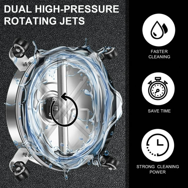 Fenbeli 14in Pressure Washer Surface Cleaner with 4 Wheels Stainless Steel Housing 1/4 in Quick Connector Power Washer Attachment 4000 PSI