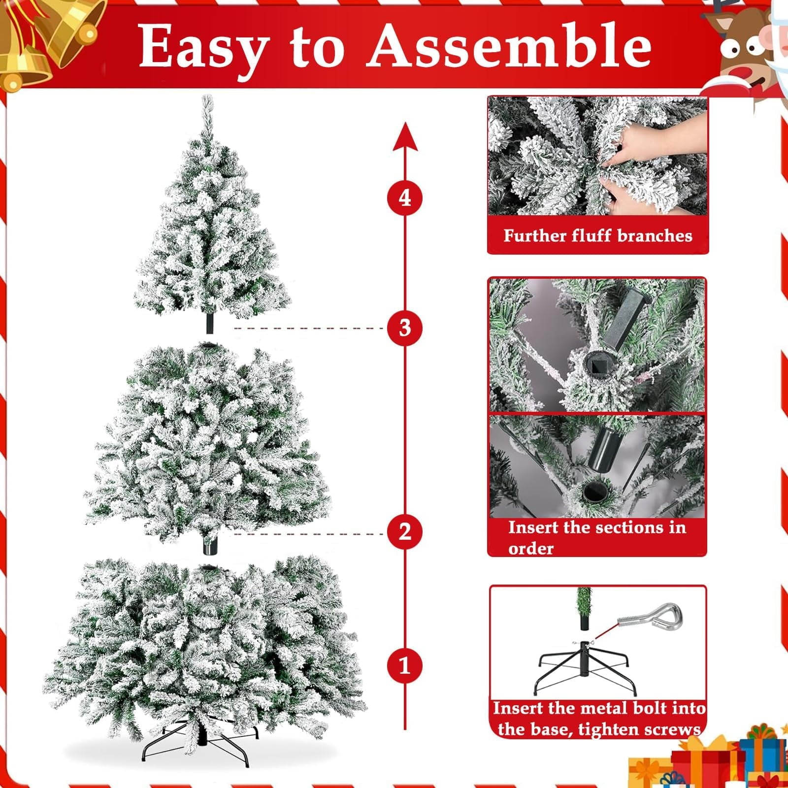Fenbeli 6ft Pre-Lit Artificial Christmas Tree with 250 Multicolored LED Lights