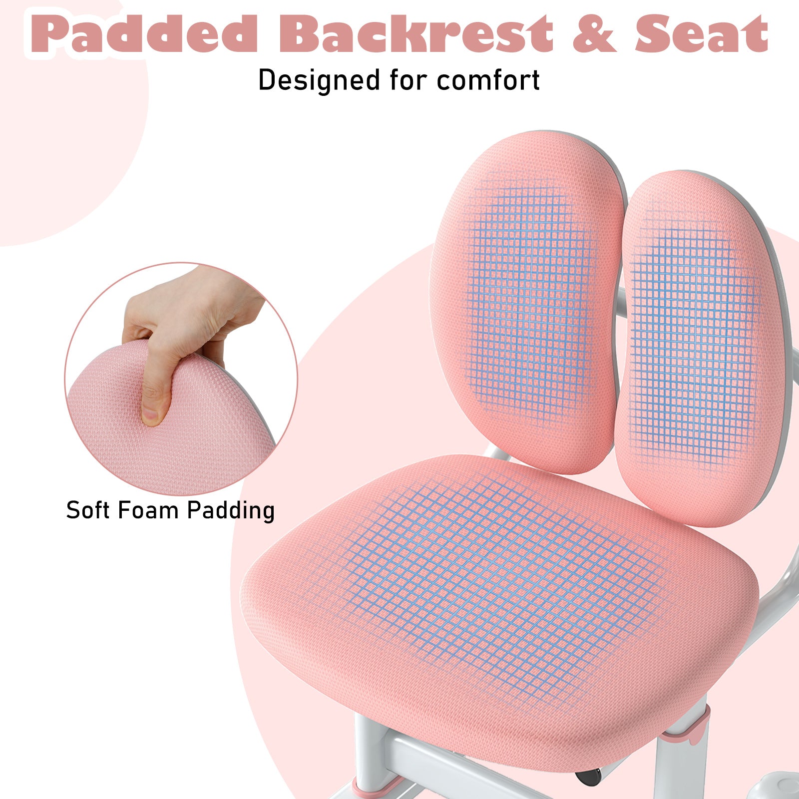Kids Desk Chair Children Study Chair with Double Back Support and Adjustable Heigh