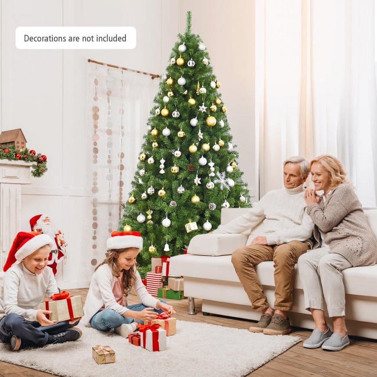 Furnibear 6ft Pre-Lit Christmas Tree with 250 Color Changing LED Lights for Home, Office, and Party Decoration
