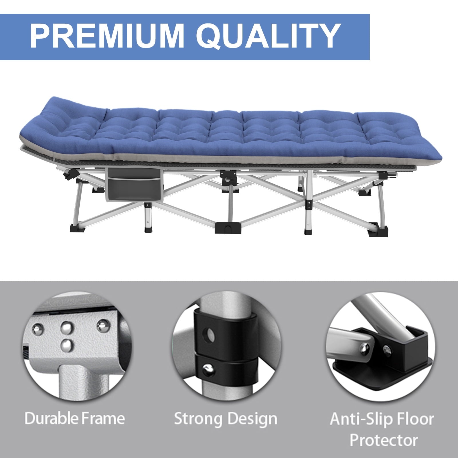 Fenbeli Folding Camping Cot 32'' XXL Adult widen Folding Bad with 2 Sided Mattress and Carry Bag