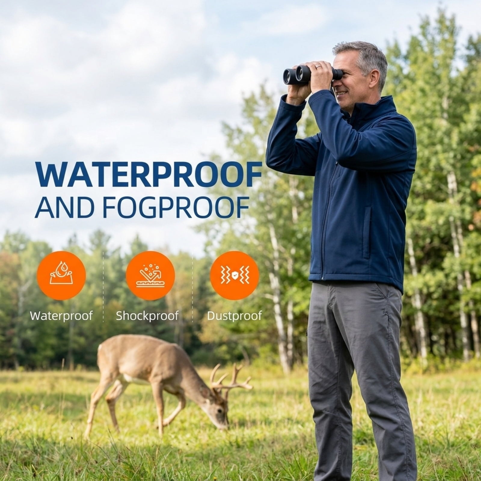 Fenbeli 12¡Á42 HD Roof Prism Binoculars with Phone Adapter and Tripod for Bird Watching and Hiking, Black