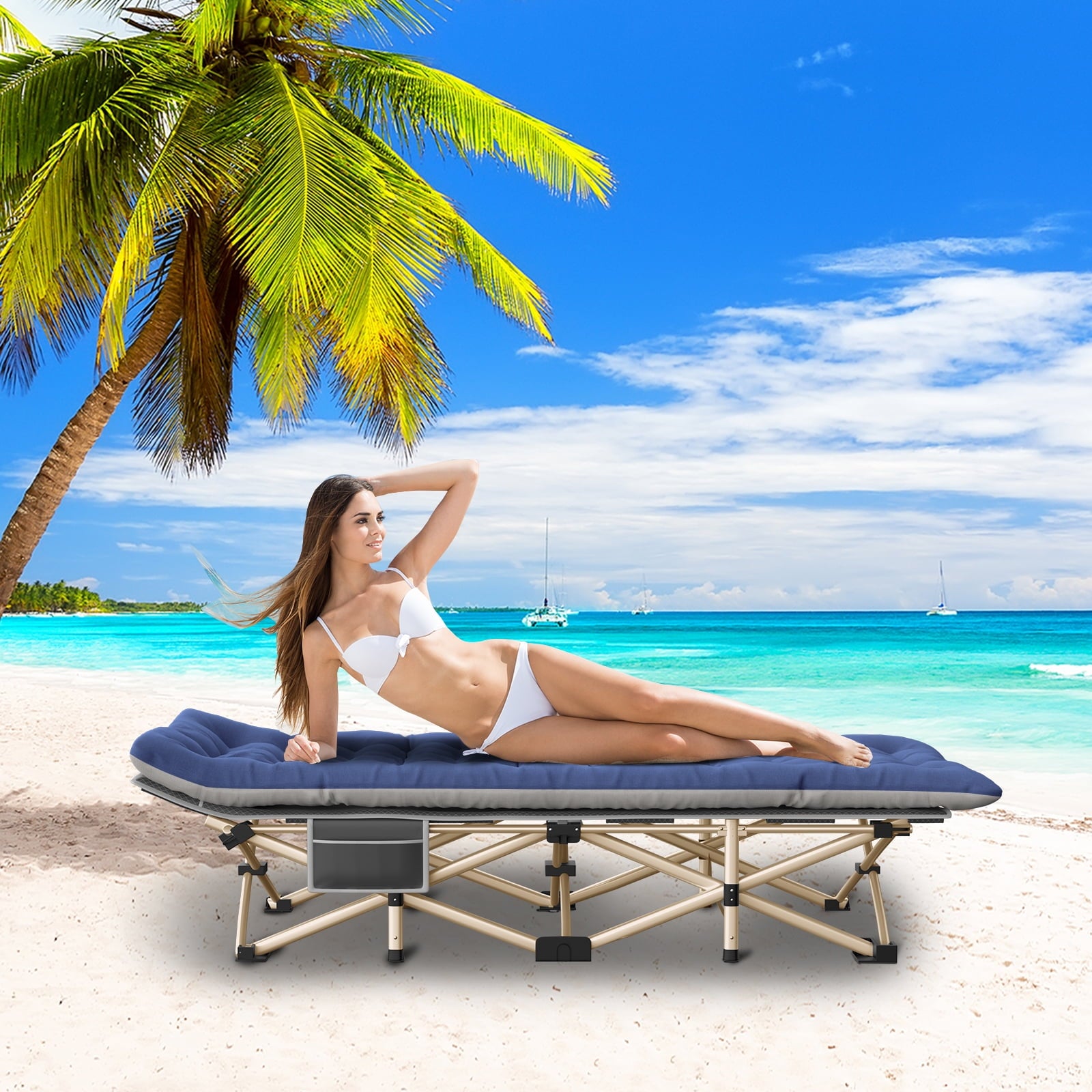 Folding Camping Cot for Adult Portable Sleeping Cot with Mattress 75 28