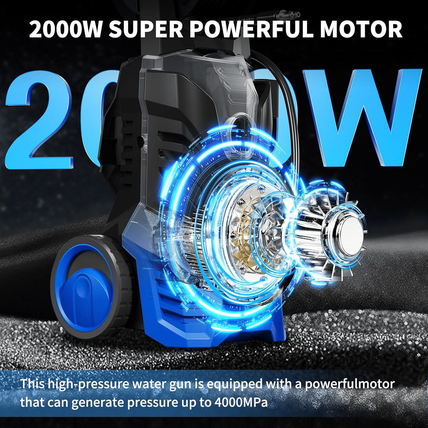 Vebreda 3800 PSI Electric Pressure Washer Lightweight Power Pressure Washer, Great for Cars Washing Fences Patios Driveways