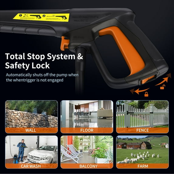 Fenbeli Electric Pressure Power Washer - 4000 PSI MAX 2.6 GPM Power Washer Electric Powered, Orange