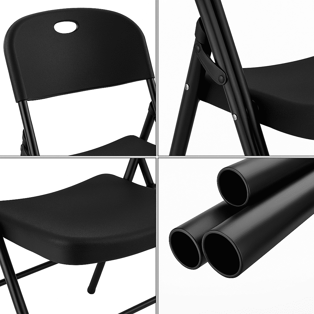 Fenbeli Folding Plastic Chair, 6-Pack, Black