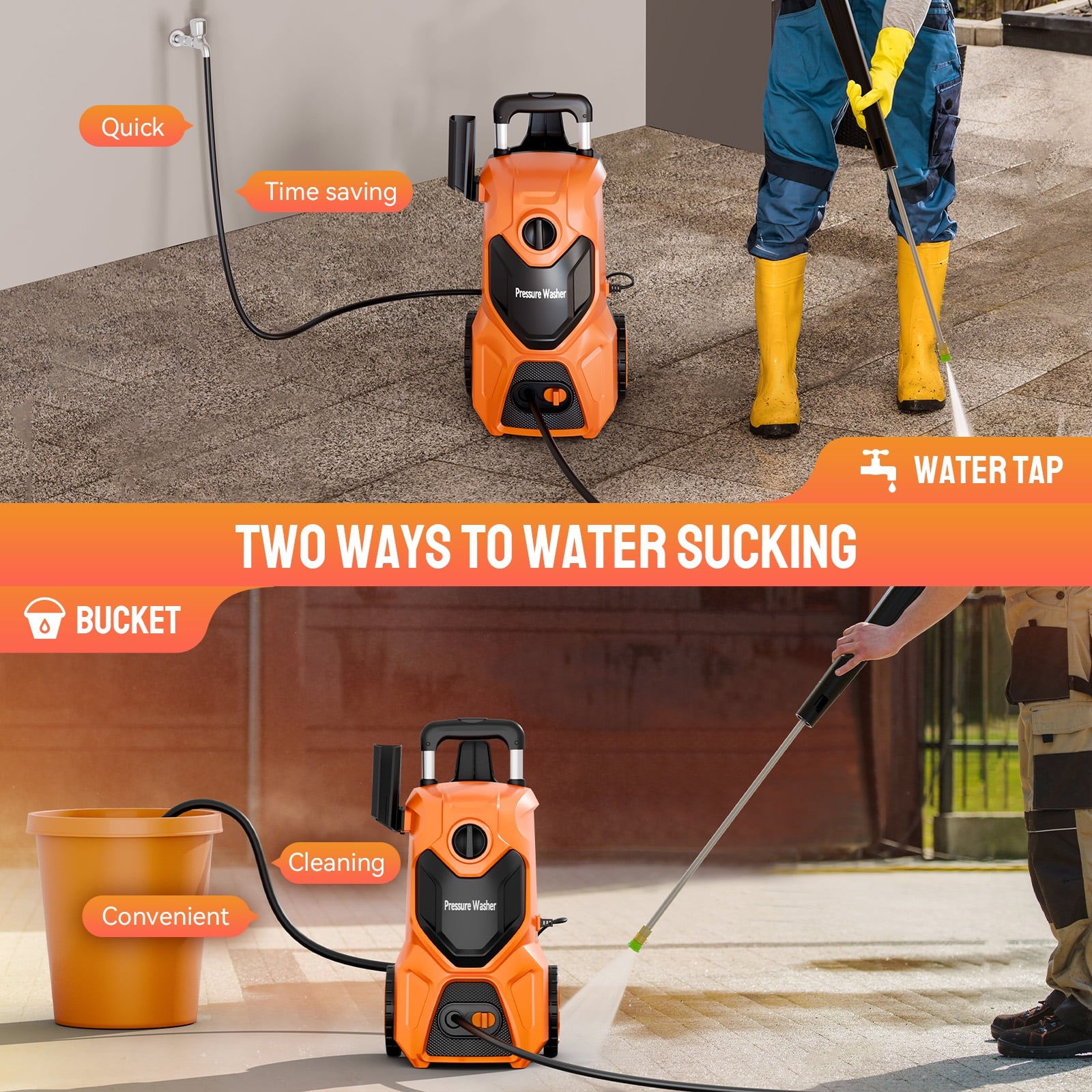 Fenbeli 4800 PSI Electric Pressure Washer, 3.2 GPM Power Washer Electric Powered with Foam Cannon, 4 Quick-Connect Nozzles for Car, Patio, Home Cleaning