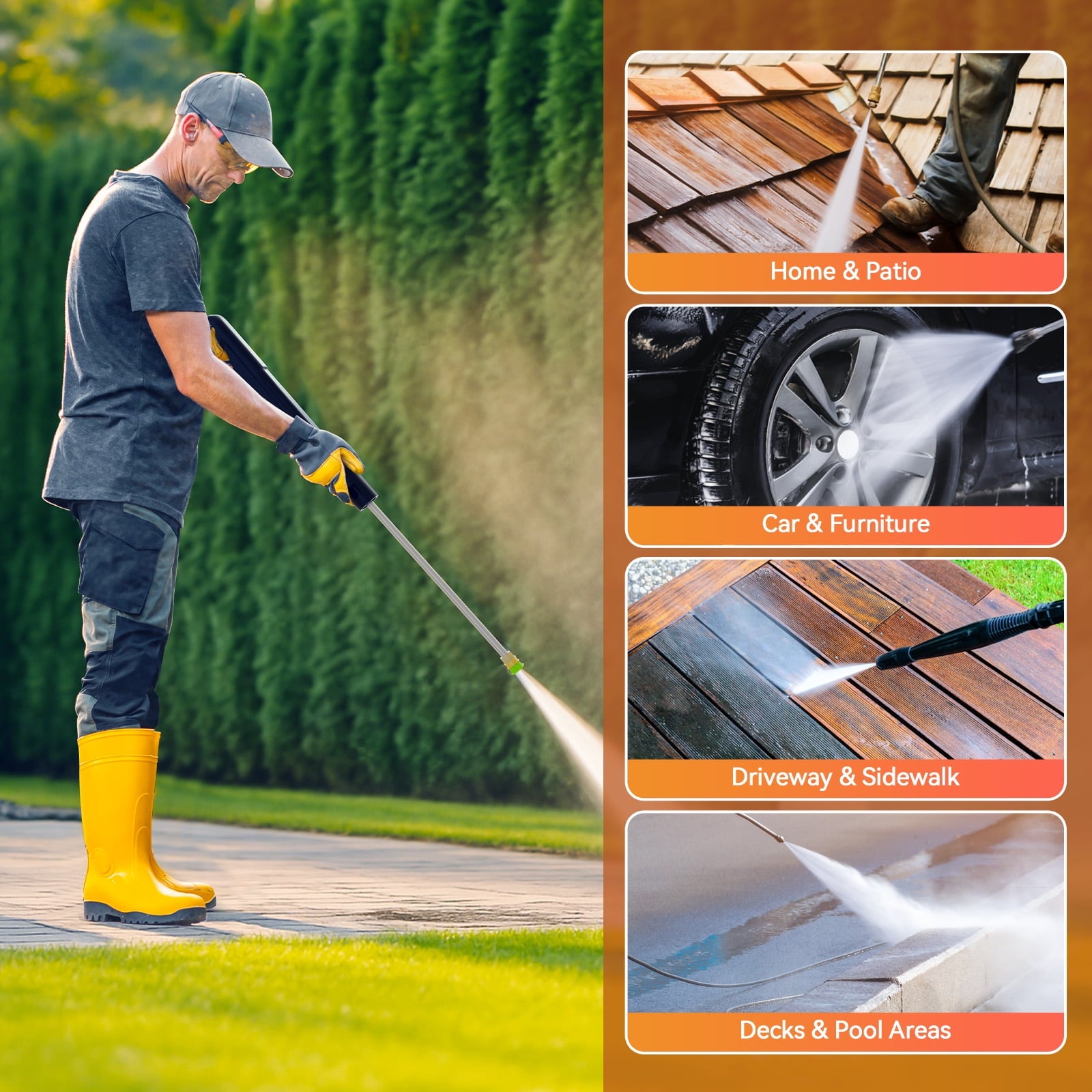 Fenbeli 3800 PSI Electric Pressure Washer, 2.6 GPM Power Washer Electric Powered with Foam Cannon, 4 Quick-Connect Nozzles, Portable Electric Power Washer for Car, Patio, Home Cleaning