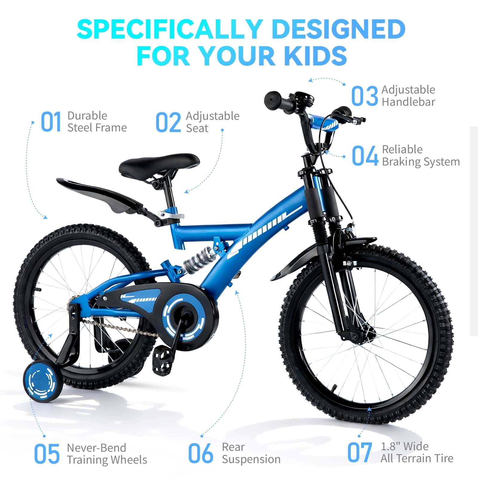 Fenbeli 16in Kids Bike, Ages 4-7 Years, Blue