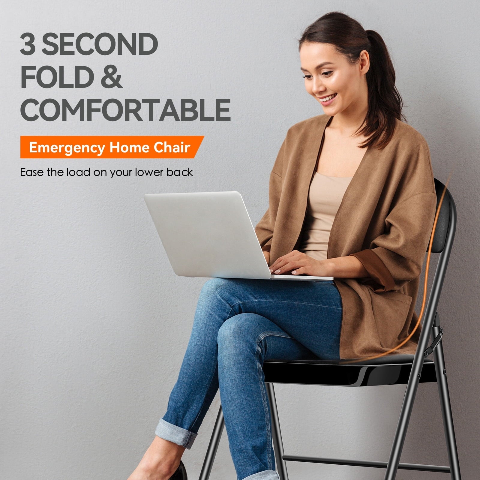 Furnibear 6 Pack Folding Chairs, Leather Padded Cushion Chairs with Comfortable Cushion and Stainless Steel Frame for Home and Office, for Indoor Events,Black